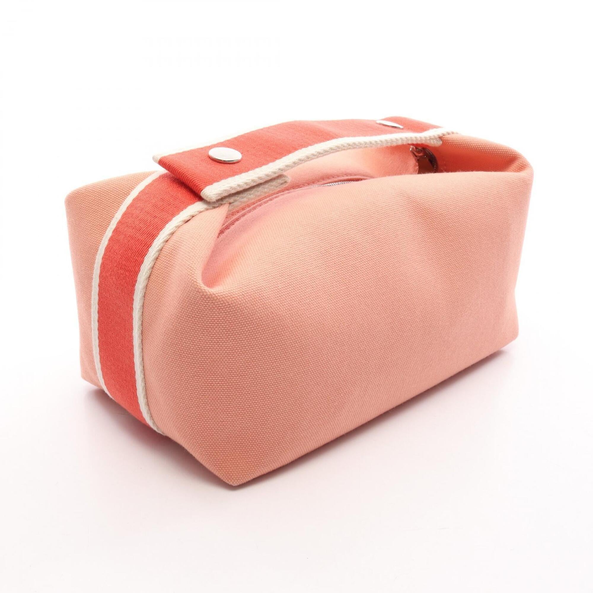Hermes Pink Red Color Canvas Handbag (Pre-Owned)