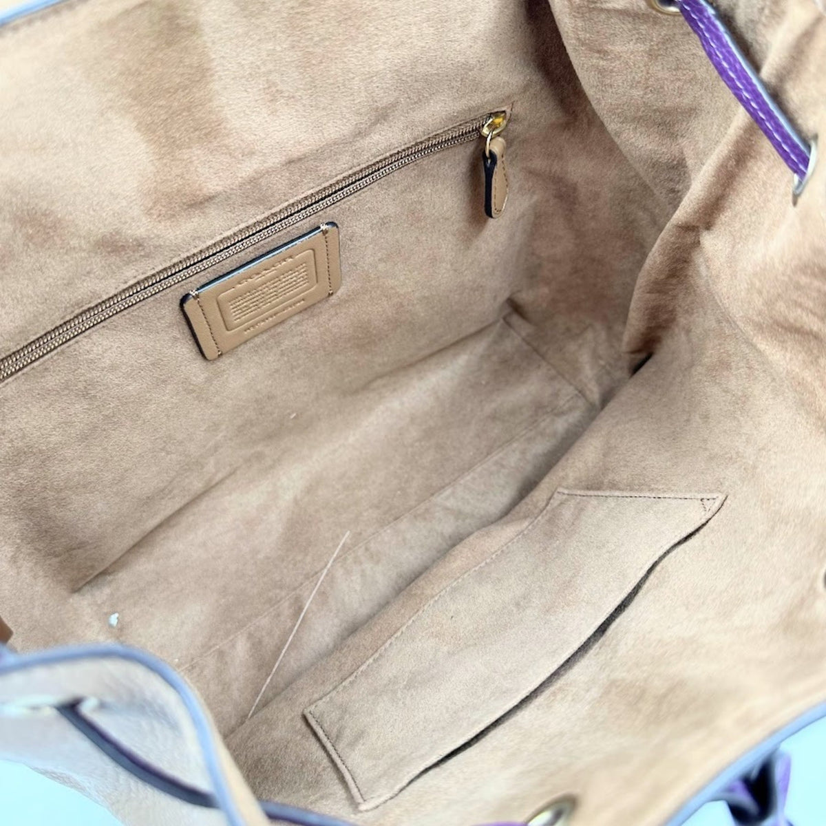 Coach Beige Yellow Leather Backpack (Pre-Owned)