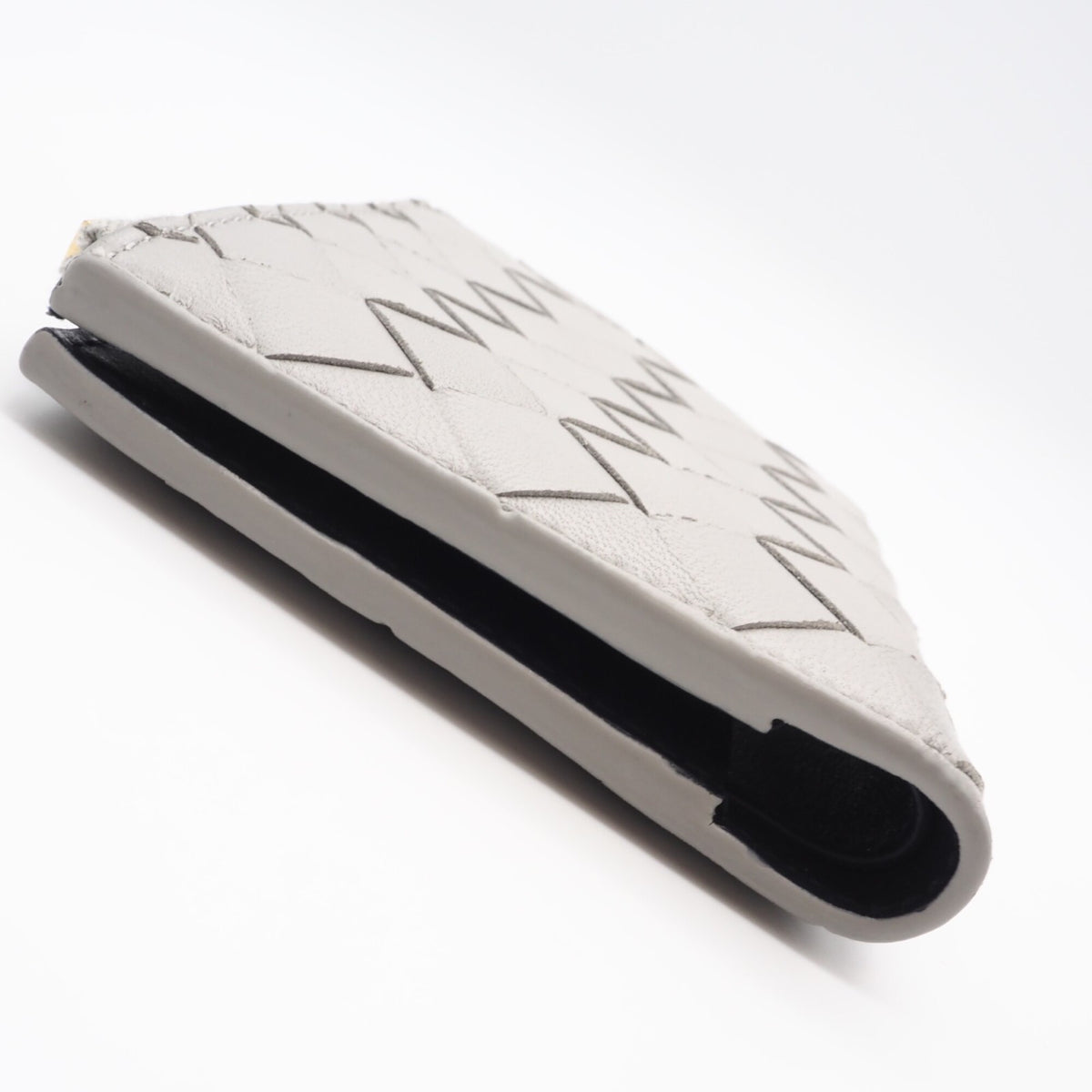 Bottega Veneta Intrecciato Gray Leather Wallet (Bi-Fold) (Pre-Owned)