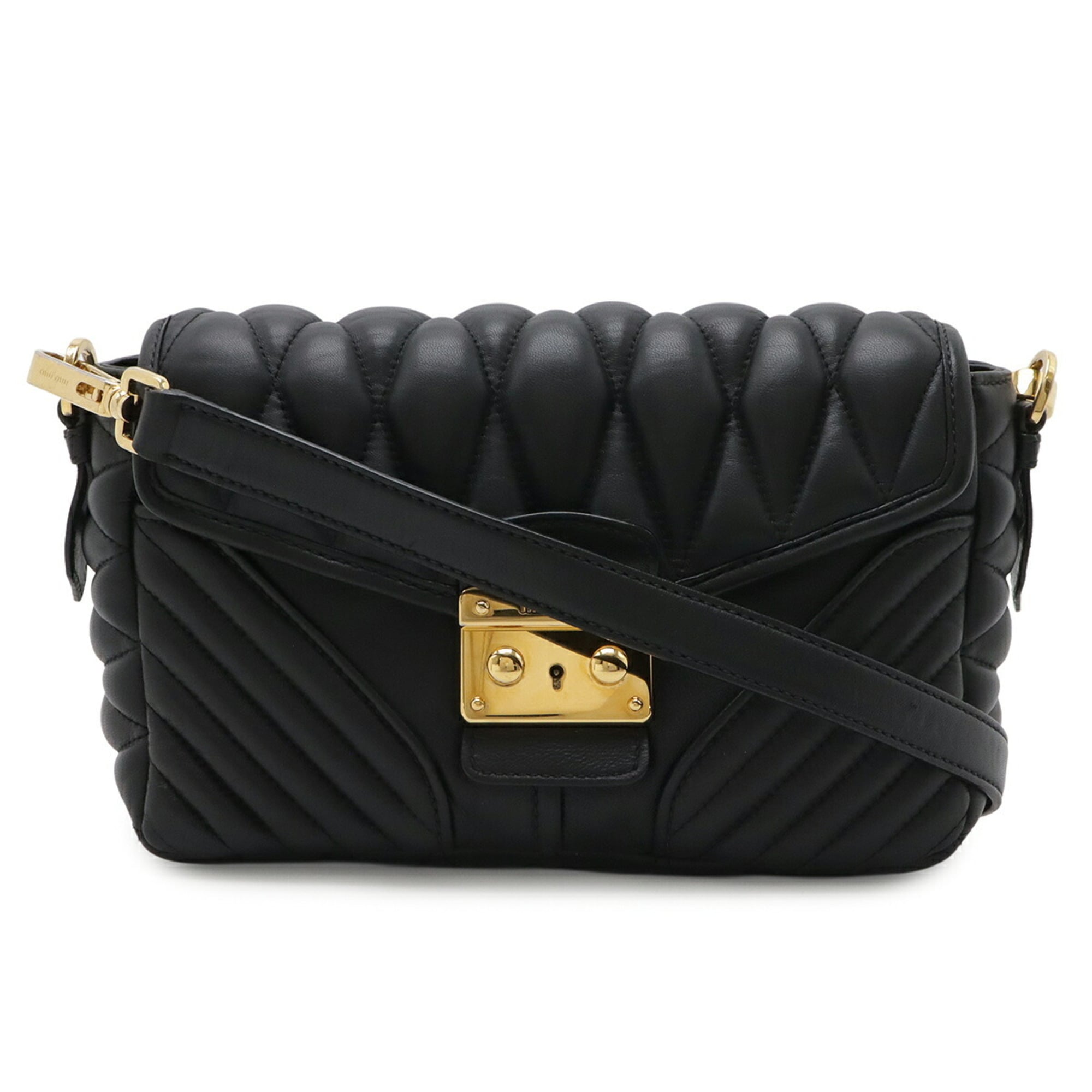 Miu Miu Black Leather Clutch Bag Shoulder Bag (Pre-Owned)
