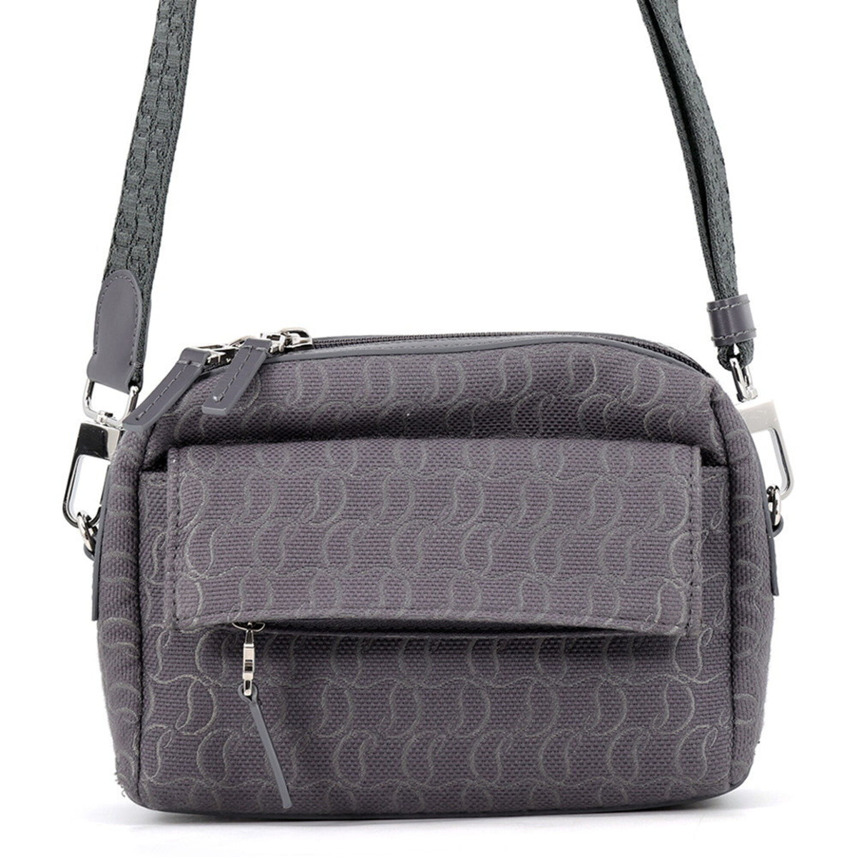 Christian Louboutin Gray Canvas Leather Shoulder Bag (Pre-Owned)