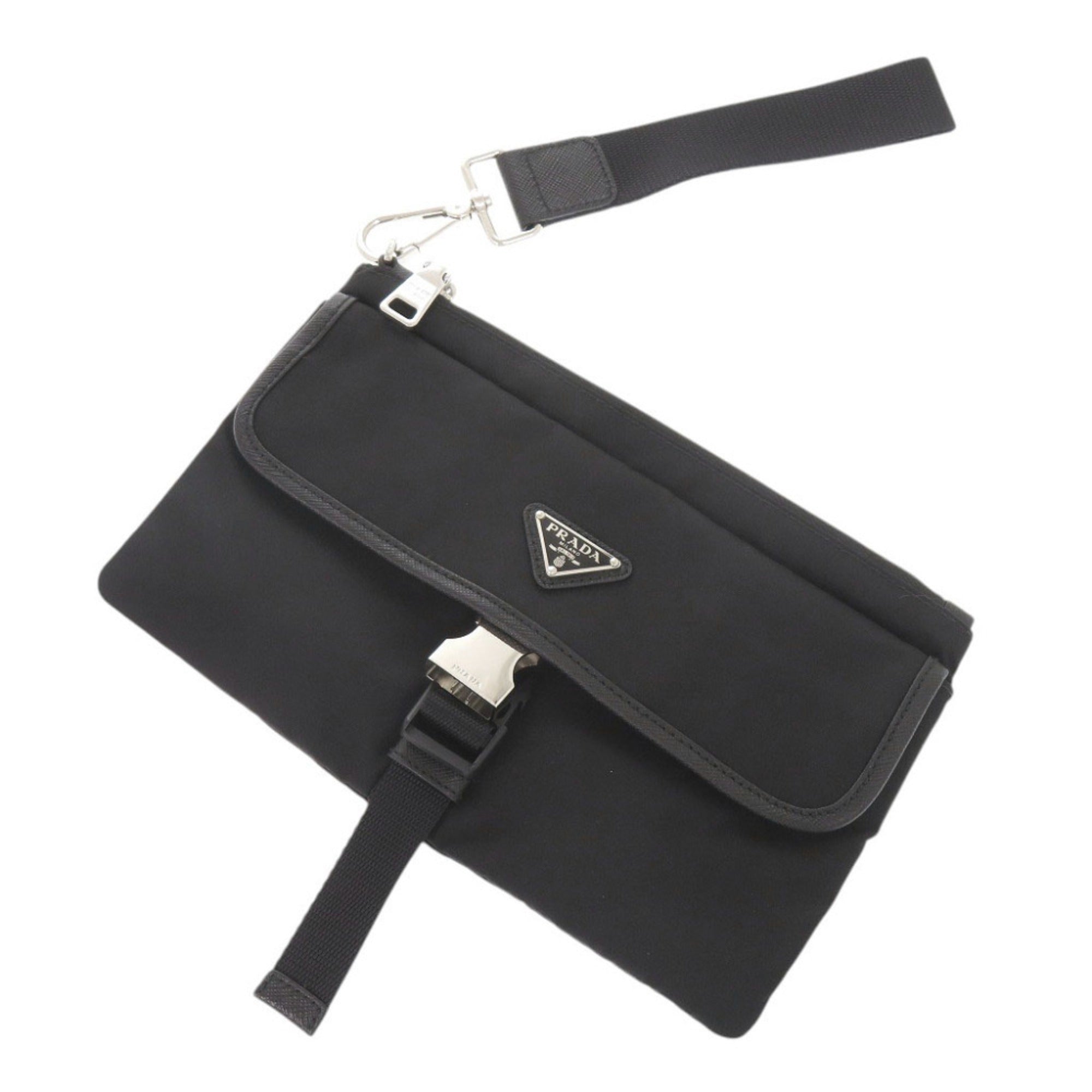 Prada Black Nylon Clutch Bag (Pre-Owned)