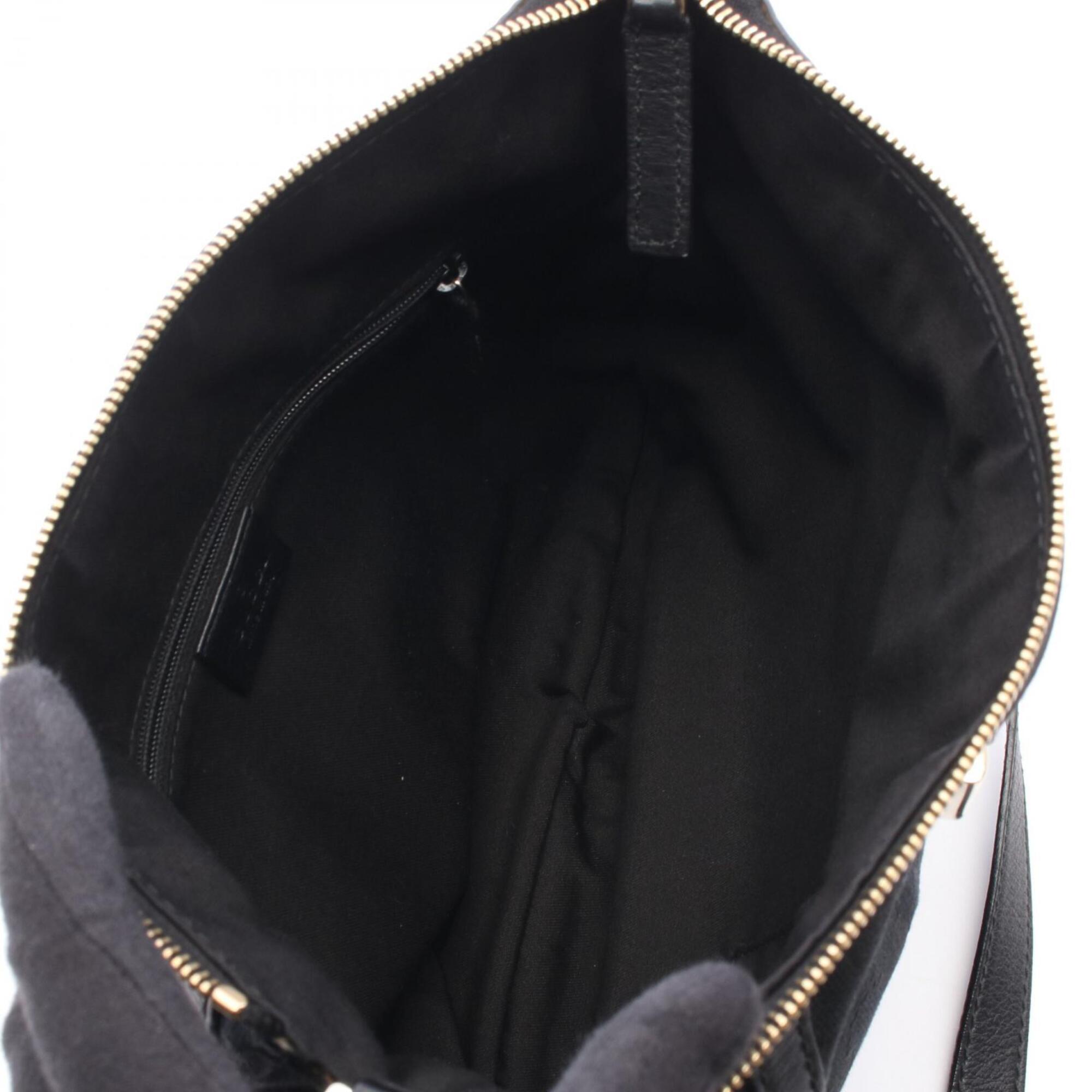 Gucci Black Canvas Leather Handbag Shoulder Bag (Pre-Owned)