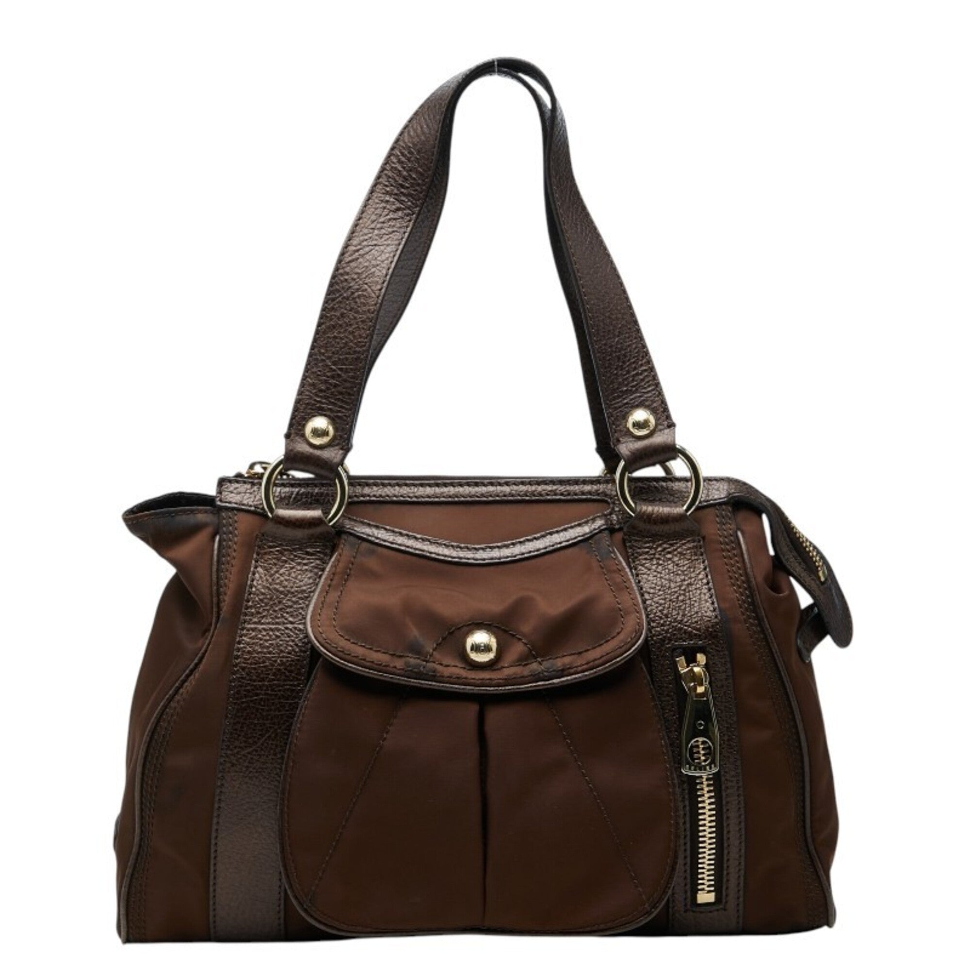 Celine Brown Nylon Leather Handbag (Pre-Owned)