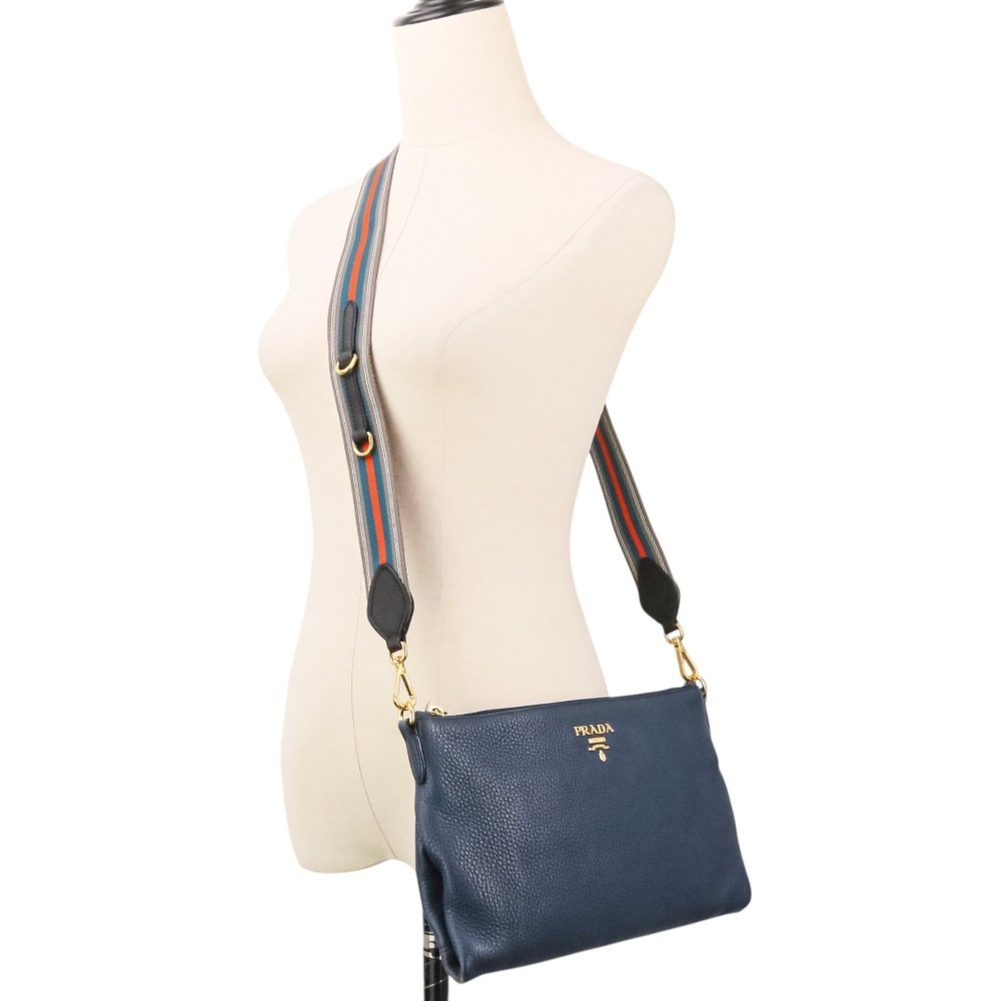 Prada Navy Leather Shoulder Bag (Pre-Owned)