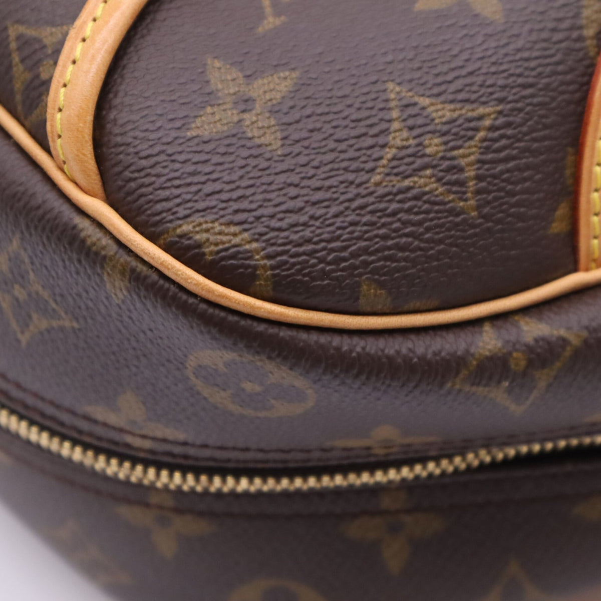 Louis Vuitton Beige Brown Coated Canvas Leather Handbag (Pre-Owned)