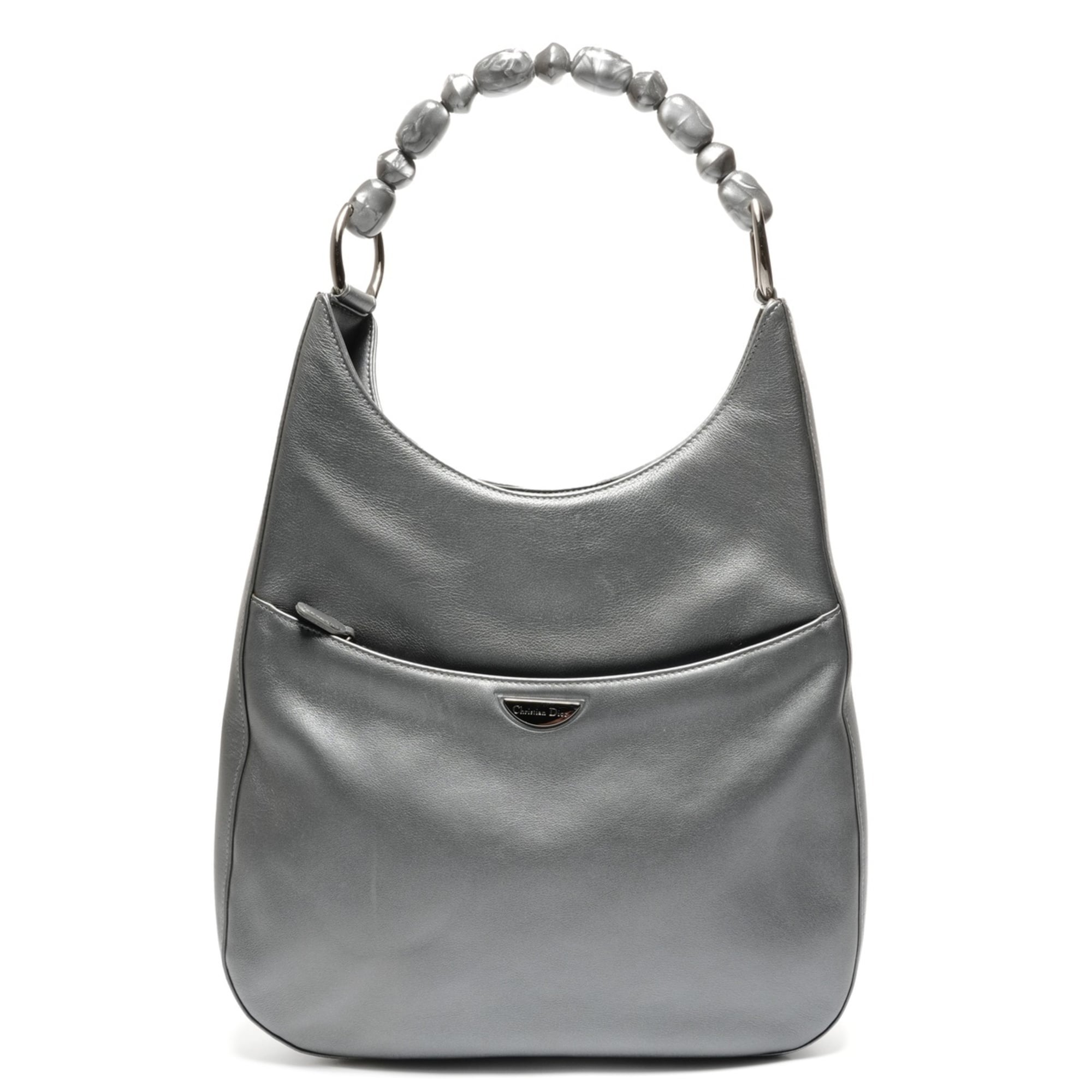 Christian Dior Gray Leather Shoulder Bag (Pre-Owned)
