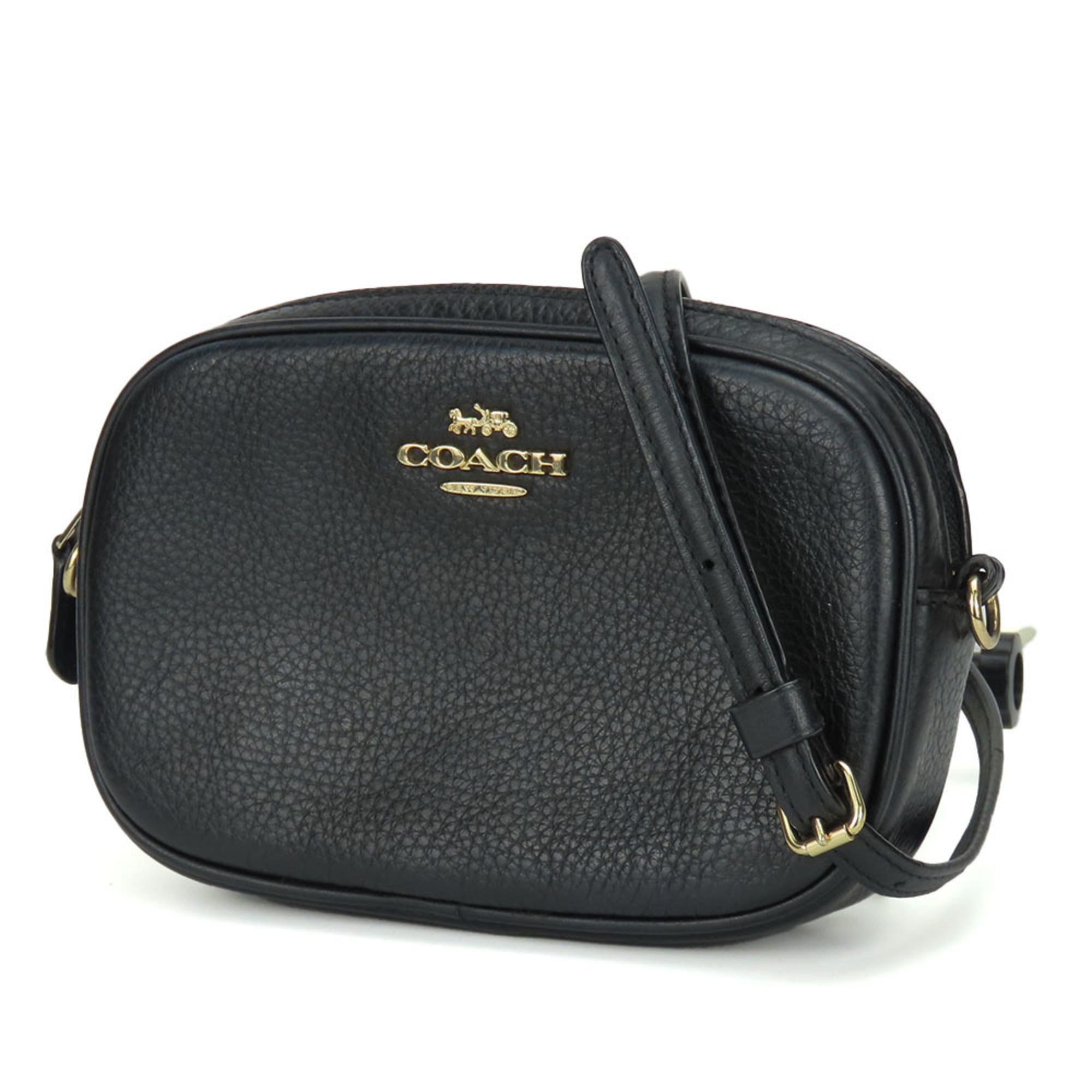 Coach Black Leather Pochette Shoulder Bag (Pre-Owned)