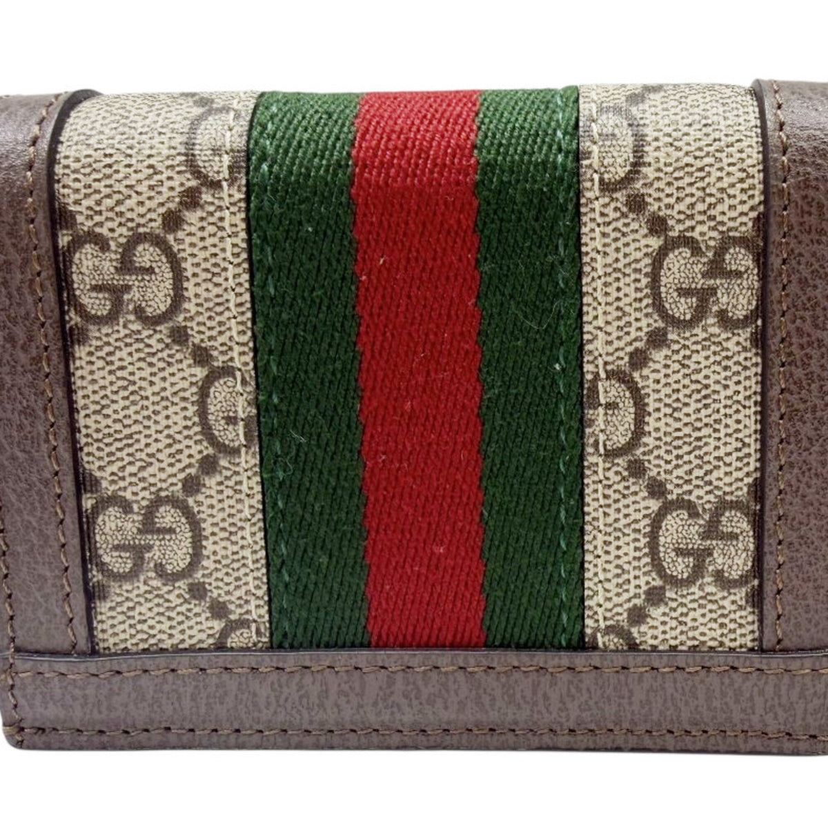 Gucci Beige Brown Leather Gg Canvas Wallet (Bi-Fold) (Pre-Owned)
