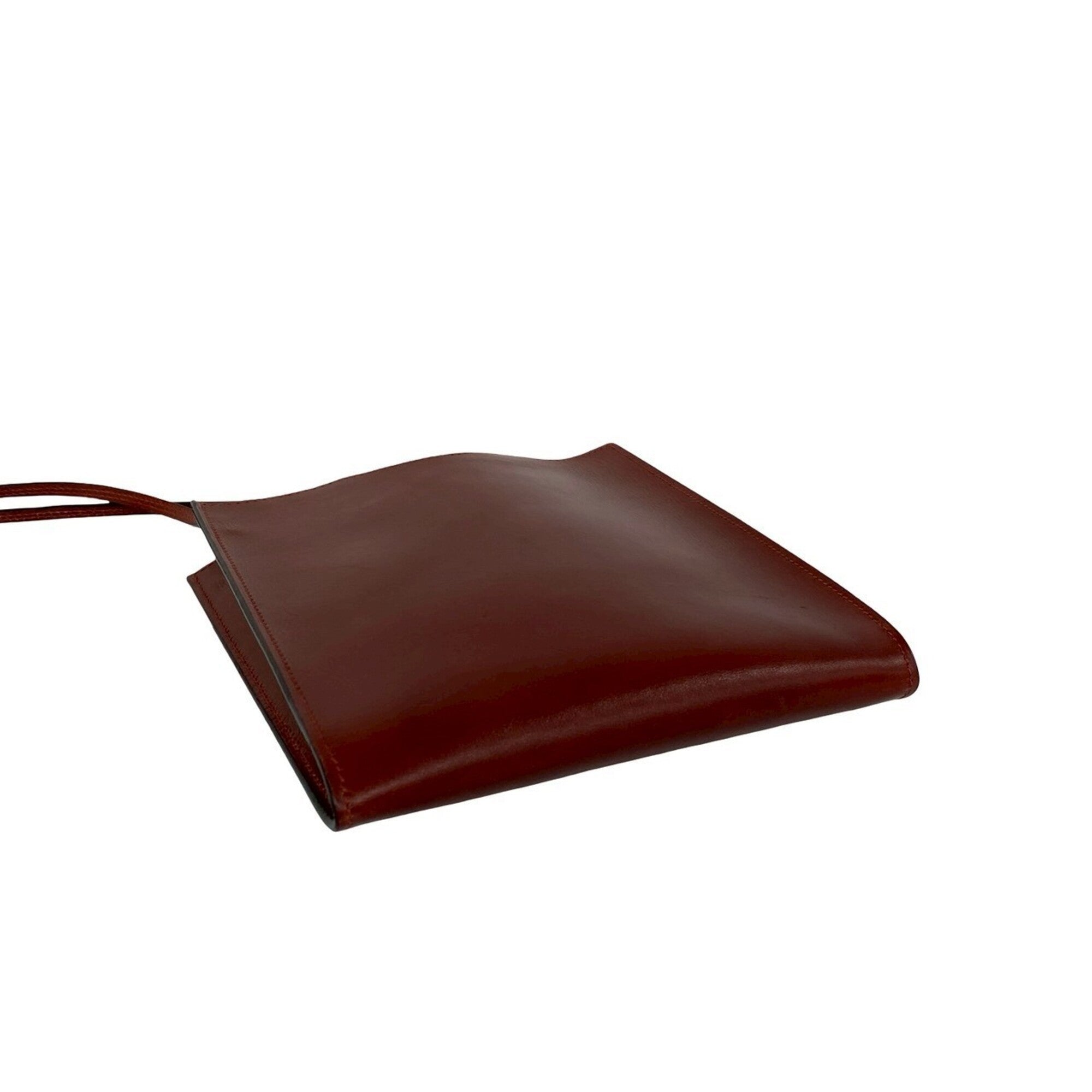 Hermes Red Color Leather Pochette Shoulder Bag (Pre-Owned)