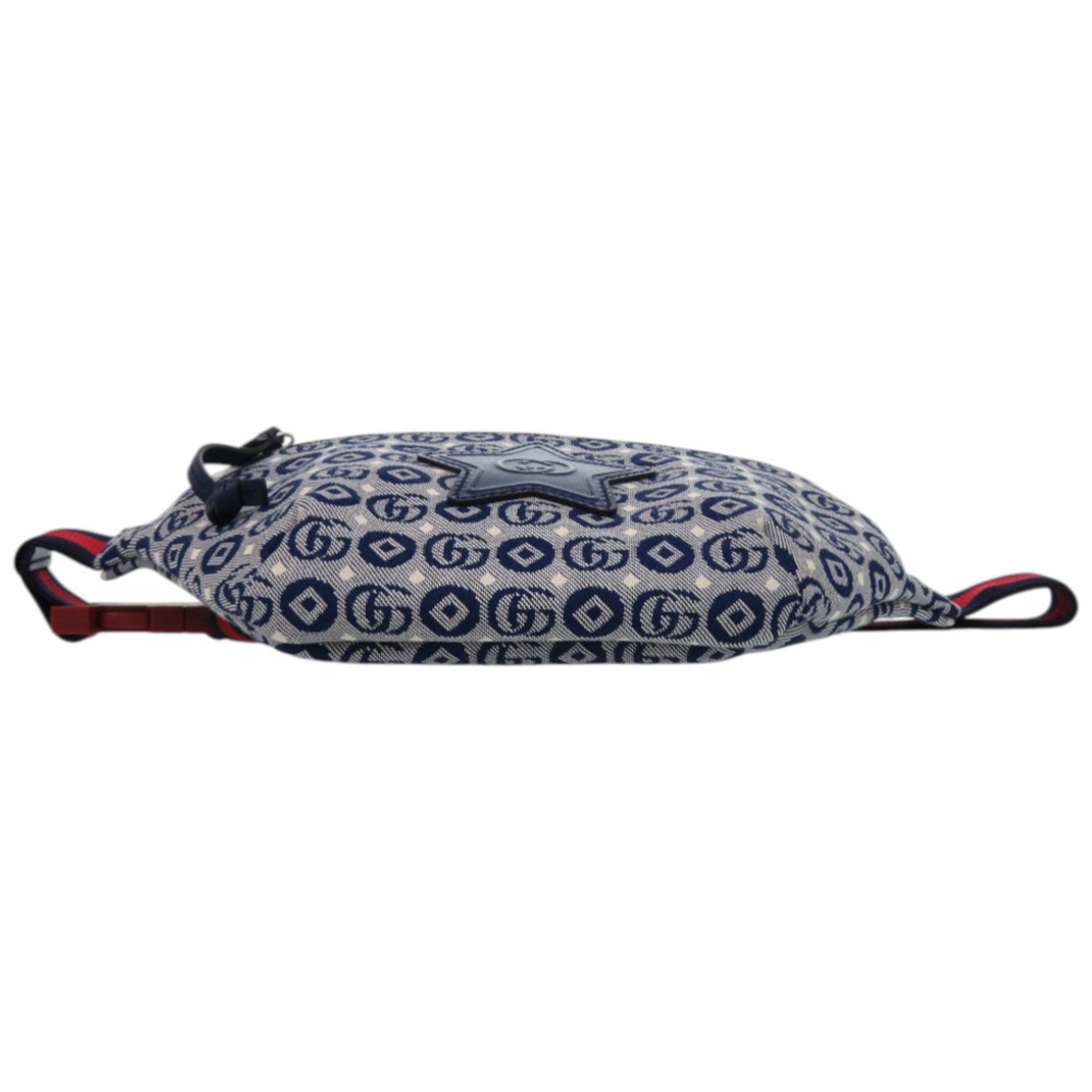 Gucci Blue Navy Red Color Canvas Leather Fanny Pack Pouch (Pre-Owned)