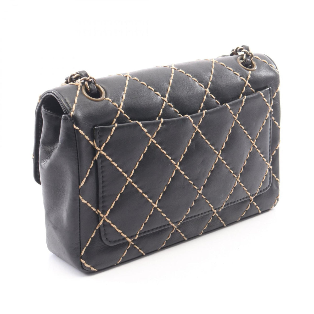 Chanel Black Leather Handbag Shoulder Bag (Pre-Owned)