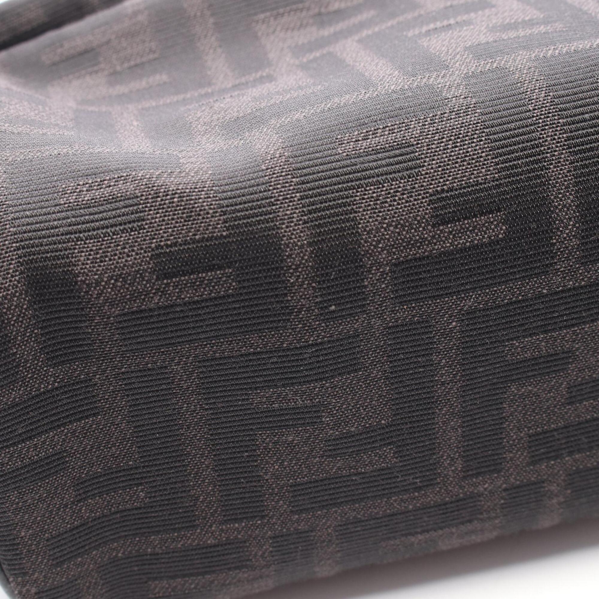 Fendi Black Gray Canvas Leather Handbag Pouch (Pre-Owned)