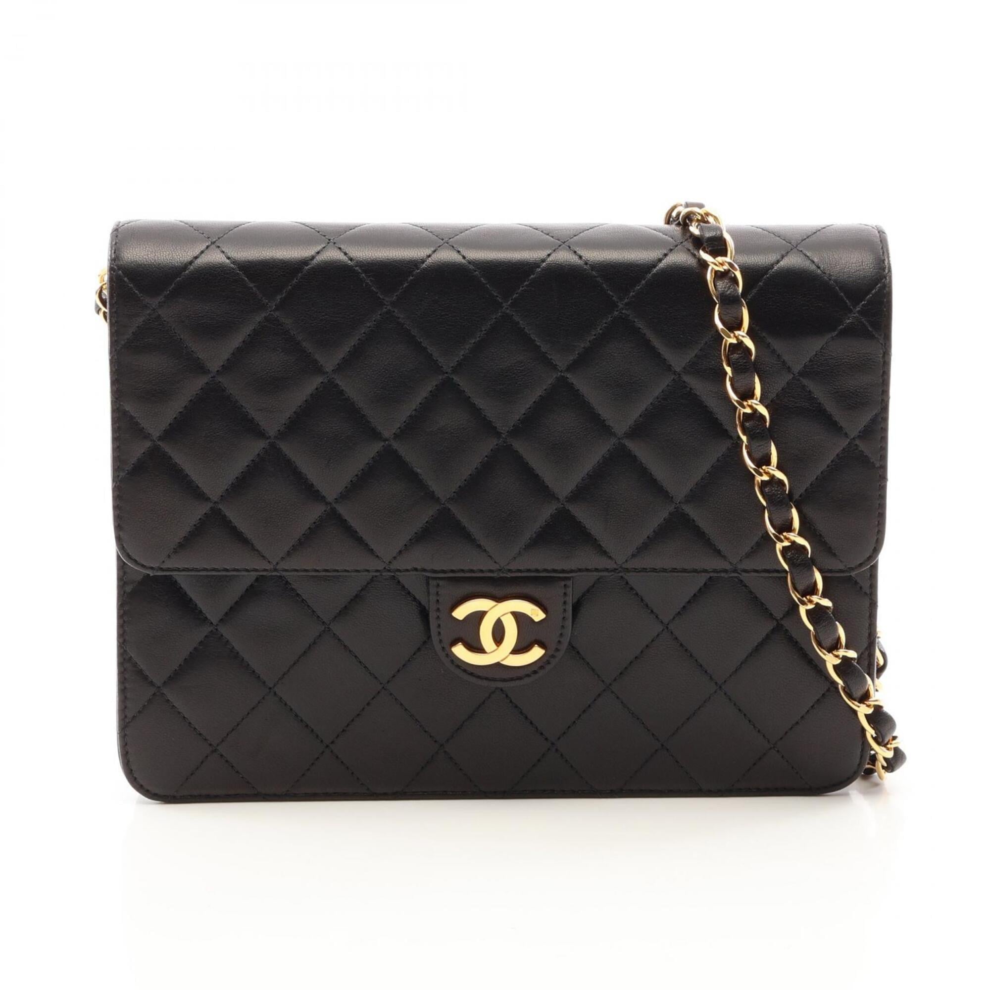 Chanel Matelasse Black Leather Handbag Shoulder Bag (Pre-Owned)