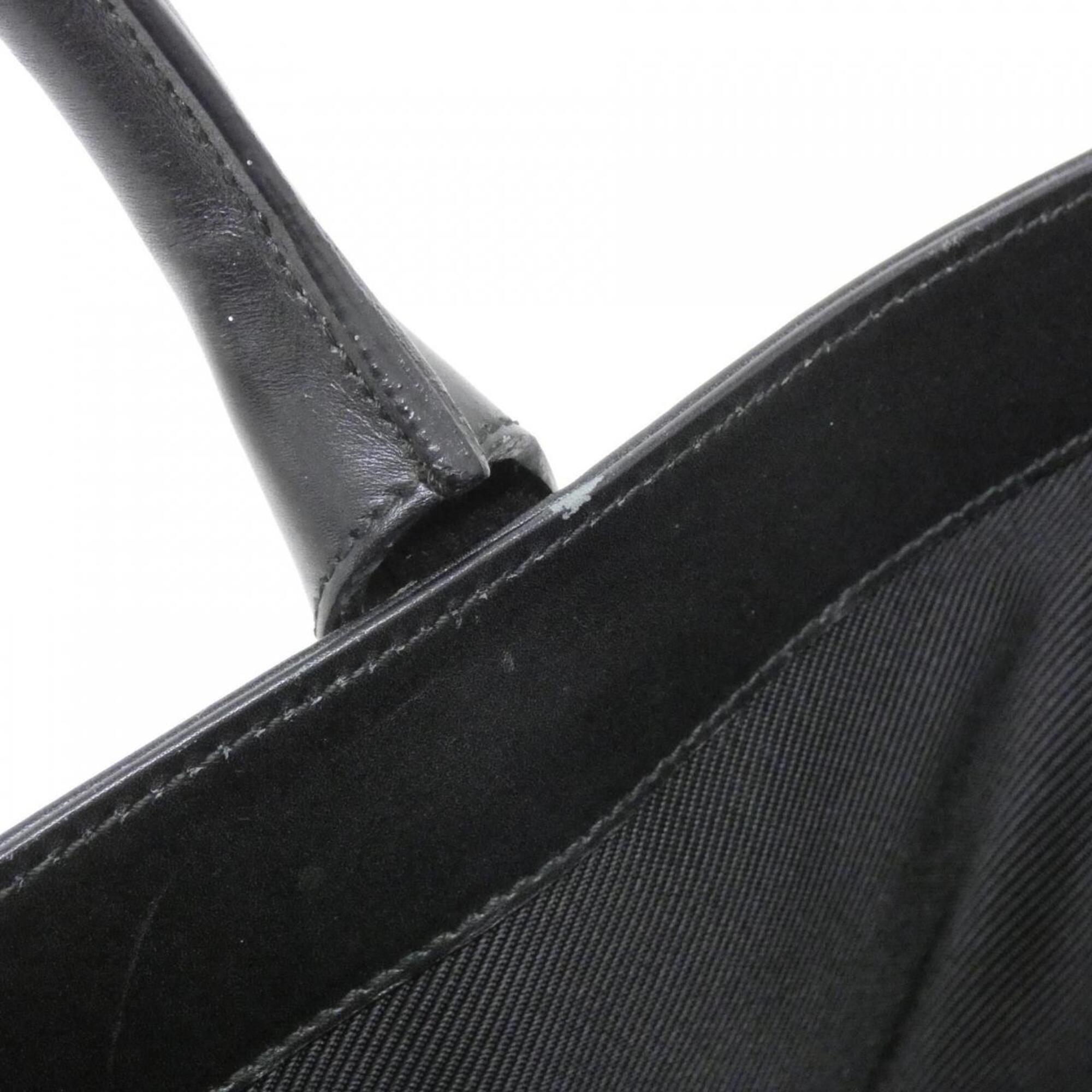 Gucci Black Gg Canvas Leather Handbag (Pre-Owned)