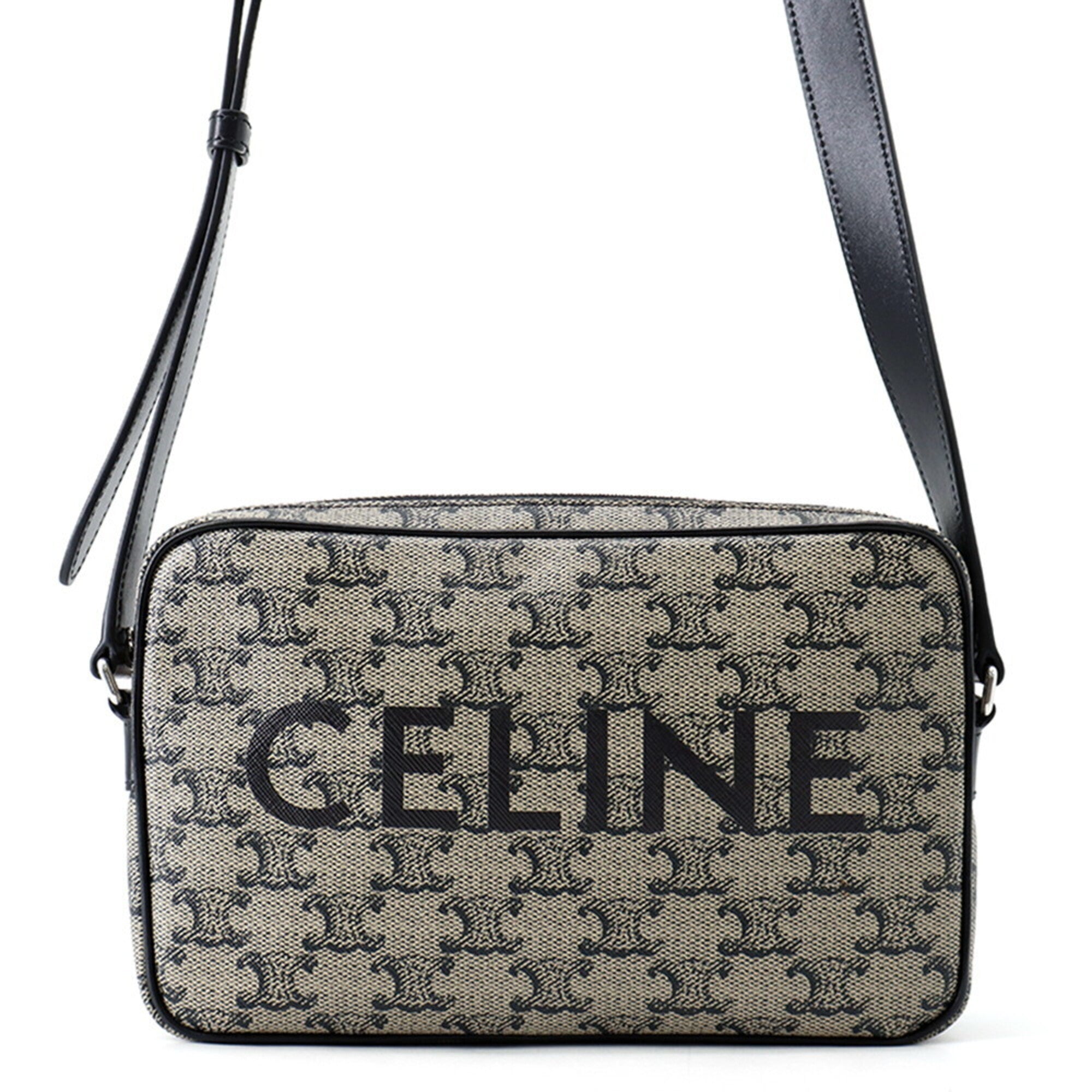 Celine Black Gray Pvc Leather Handbag Messenger Bag Shoulder Bag (Pre-Owned)