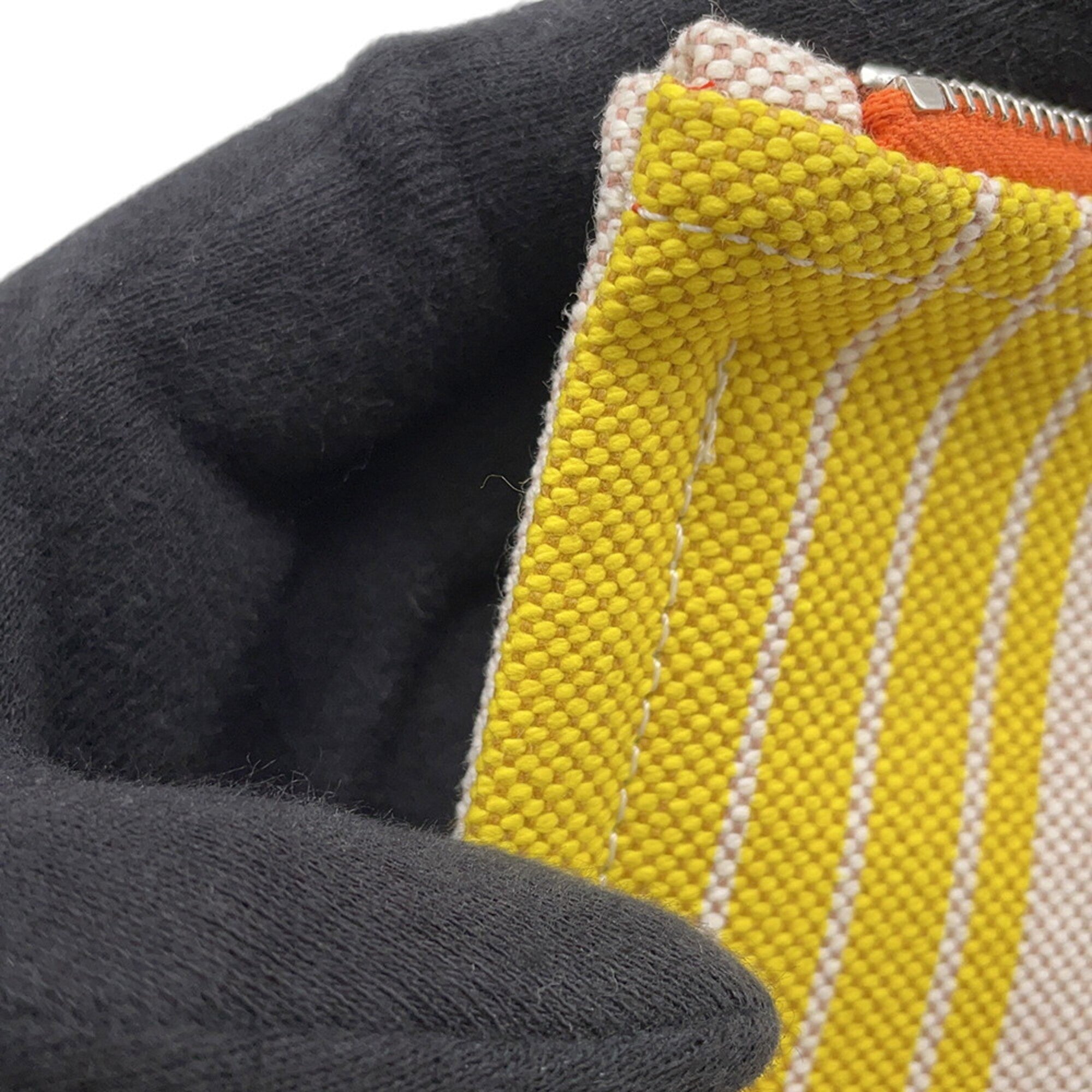 Hermes Green Pink Yellow Cotton Pouch (Pre-Owned)