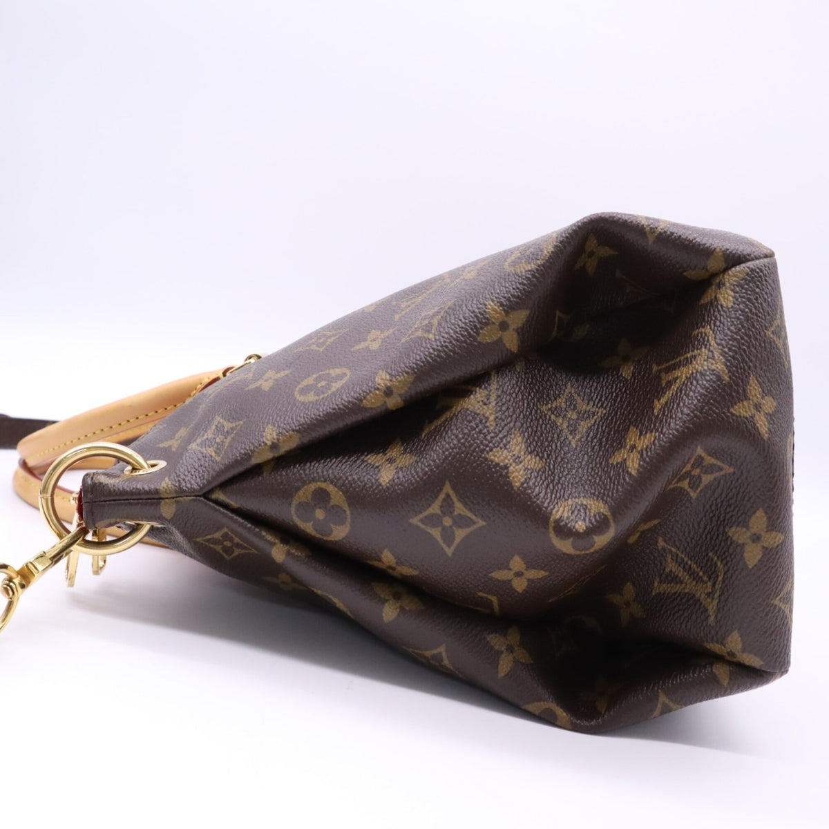 Louis Vuitton Beige Brown Coated Canvas Leather Handbag (Pre-Owned)