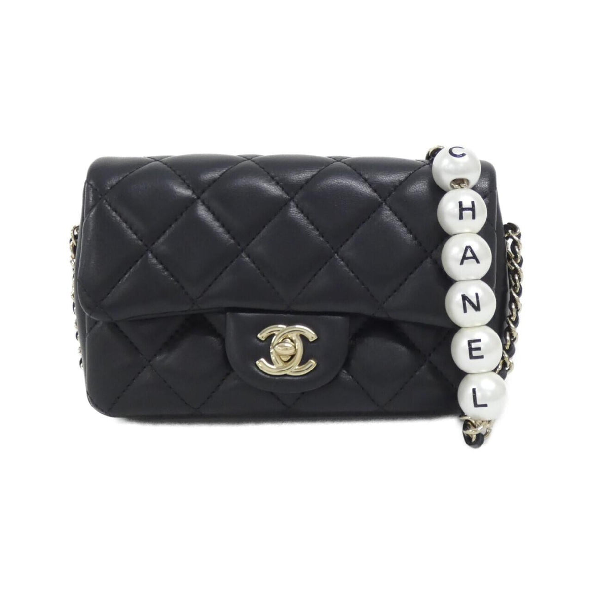 Chanel Black Artificial Pearl Leather Shoulder Bag (Pre-Owned)