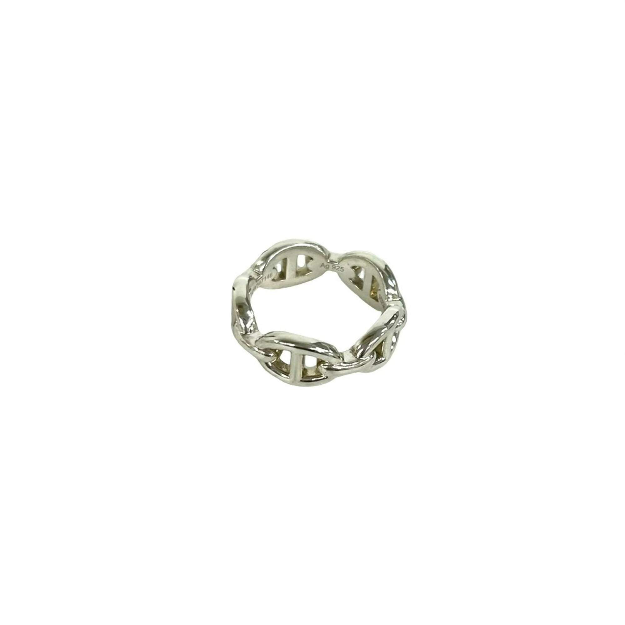 Hermes Silver Silver 925 Band Ring (Pre-Owned)