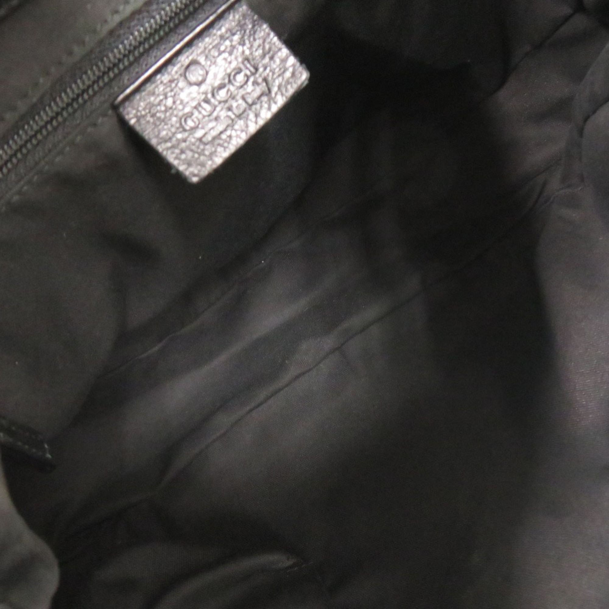 Gucci Black Gg Canvas Leather Shoulder Bag (Pre-Owned)
