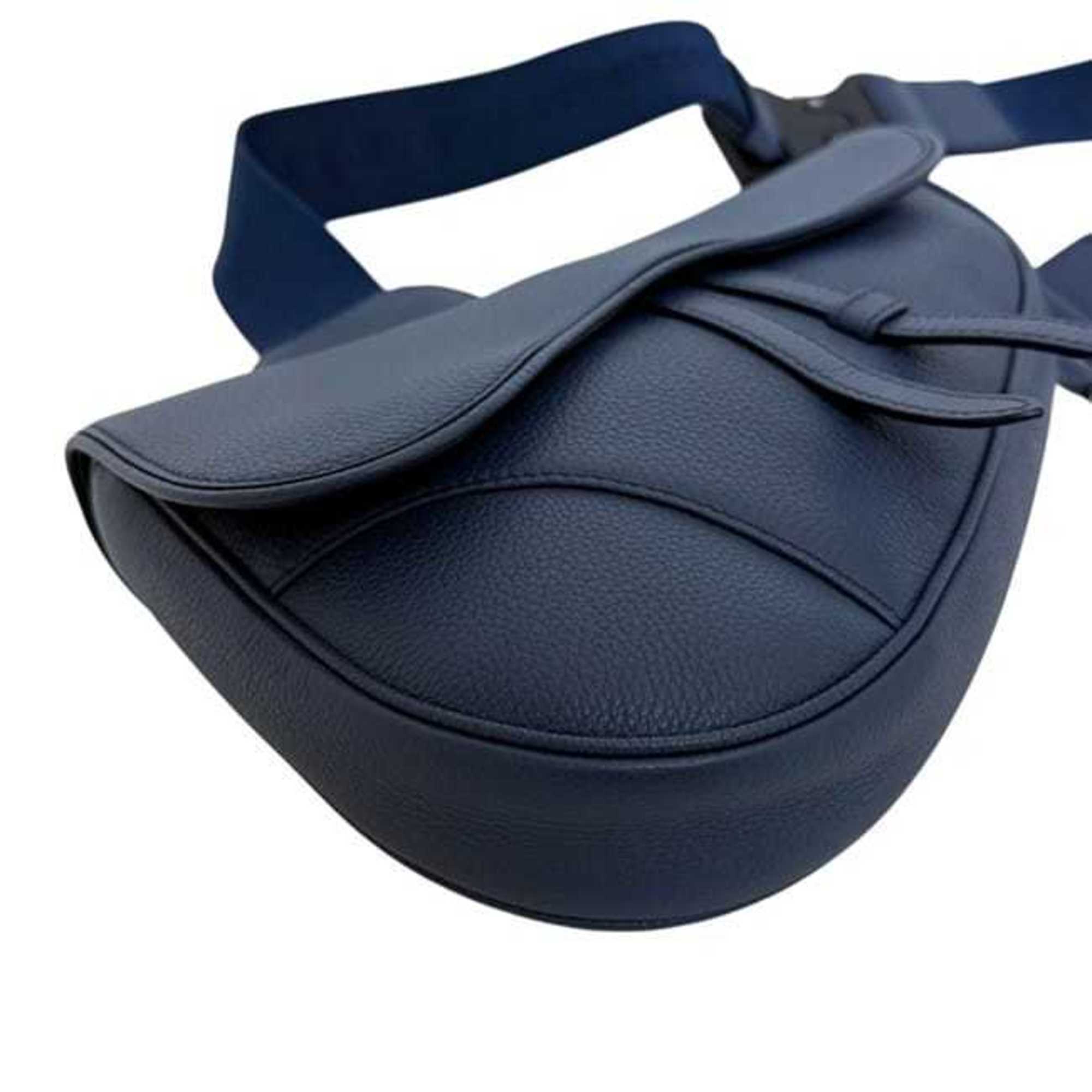 Christian Dior Blue Navy Leather Saddle Bag Shoulder Bag Sling Bag (Pre-Owned)