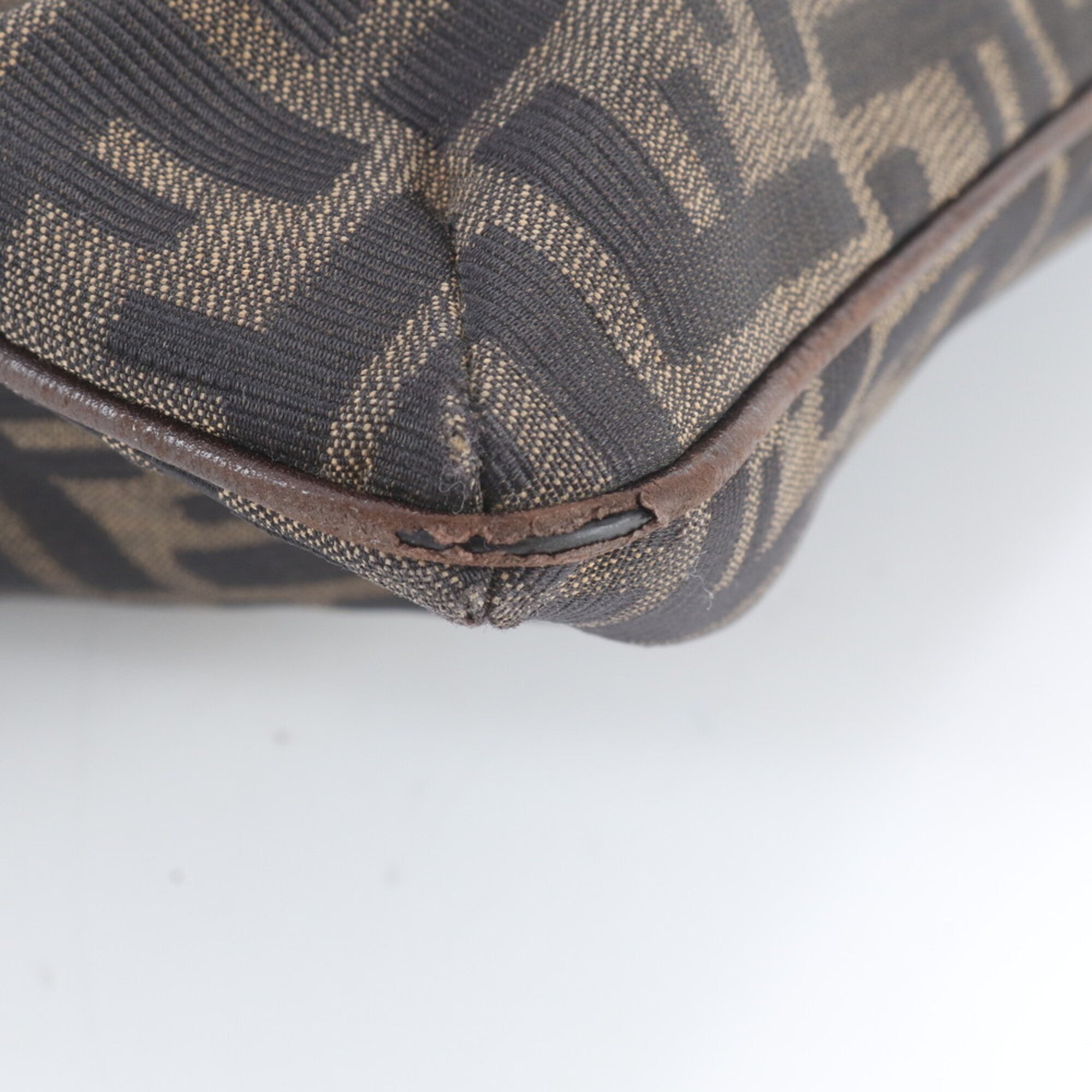 Fendi Black Brown Leather Nylon Messenger Bag Shoulder Bag Tote Bag (Pre-Owned)