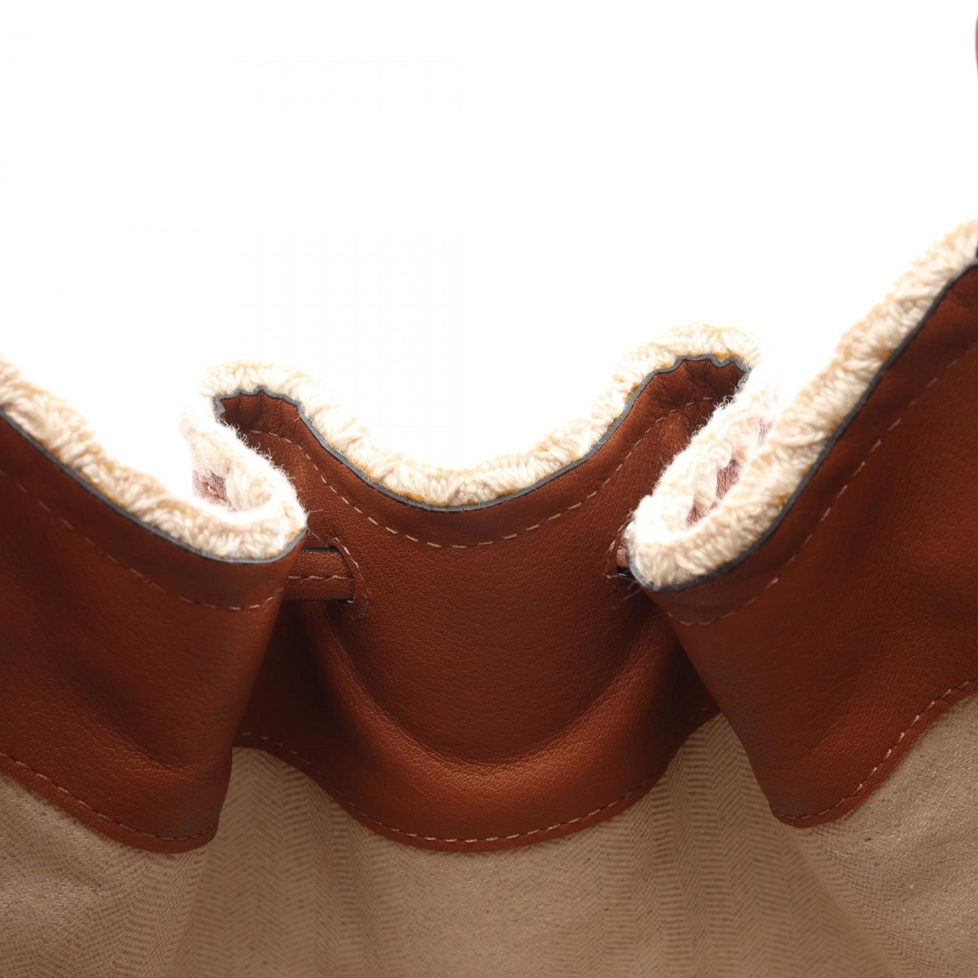 Loewe Brown White Leather Handbag (Pre-Owned)