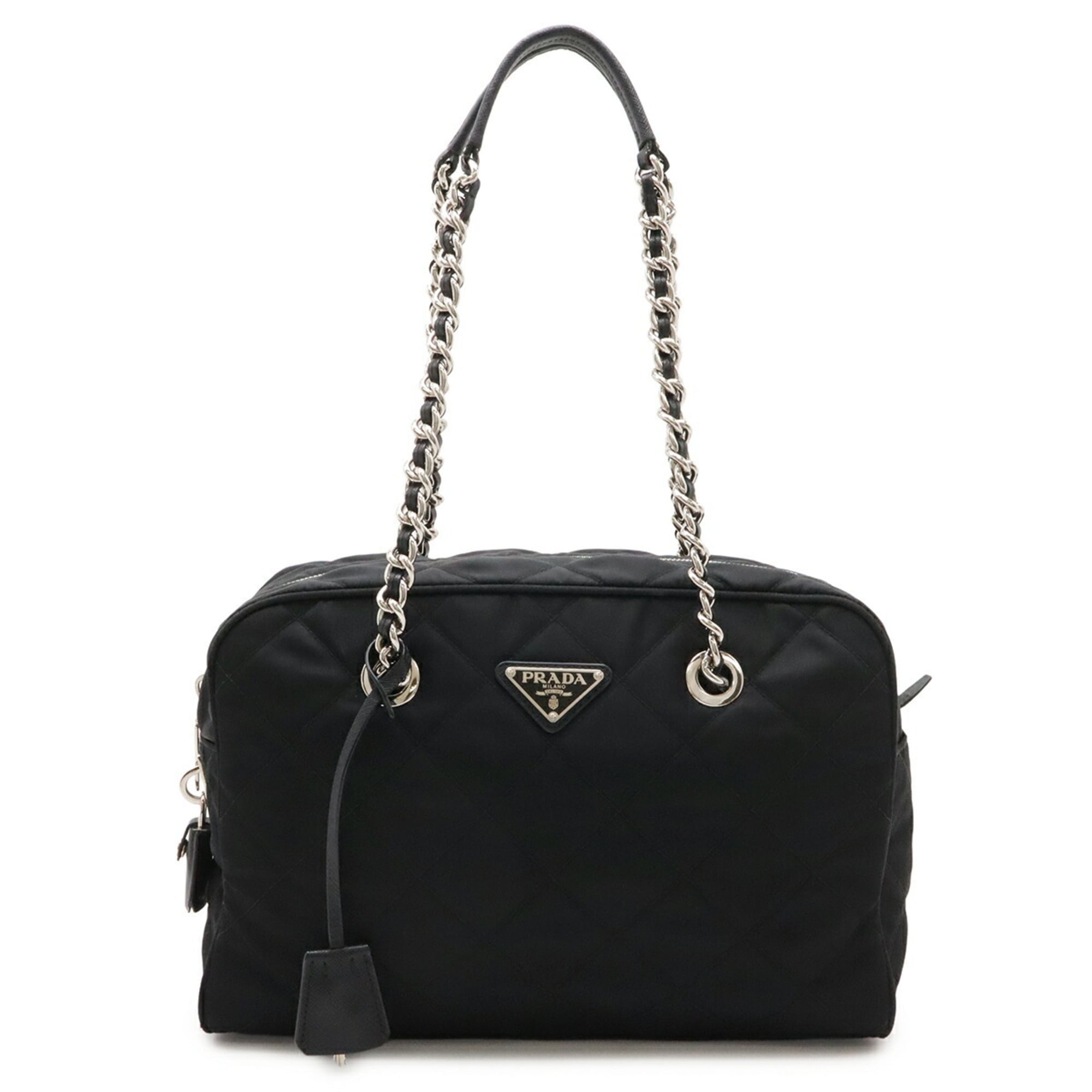 Prada Black Nero Nylon Leather Shoulder Bag (Pre-Owned)