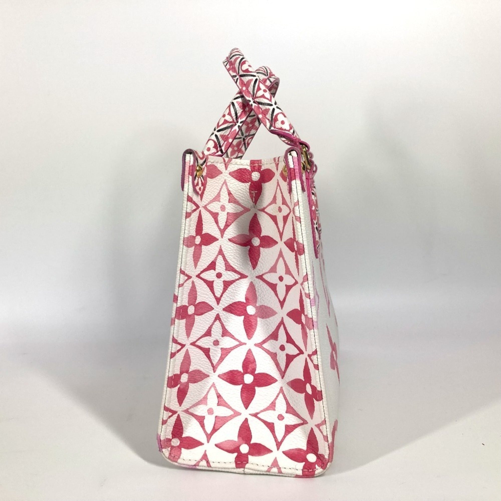 Louis Vuitton Pink White Monogram Handbag Shoulder Bag Tote Bag (Pre-Owned)