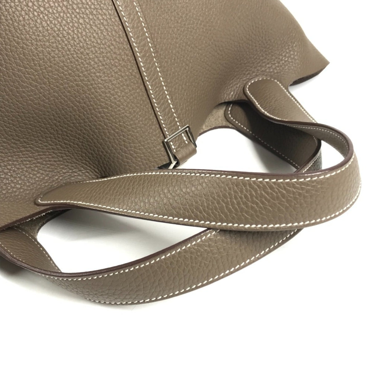 Hermes Gray Taurillon Clemence Leather Handbag (Pre-Owned)