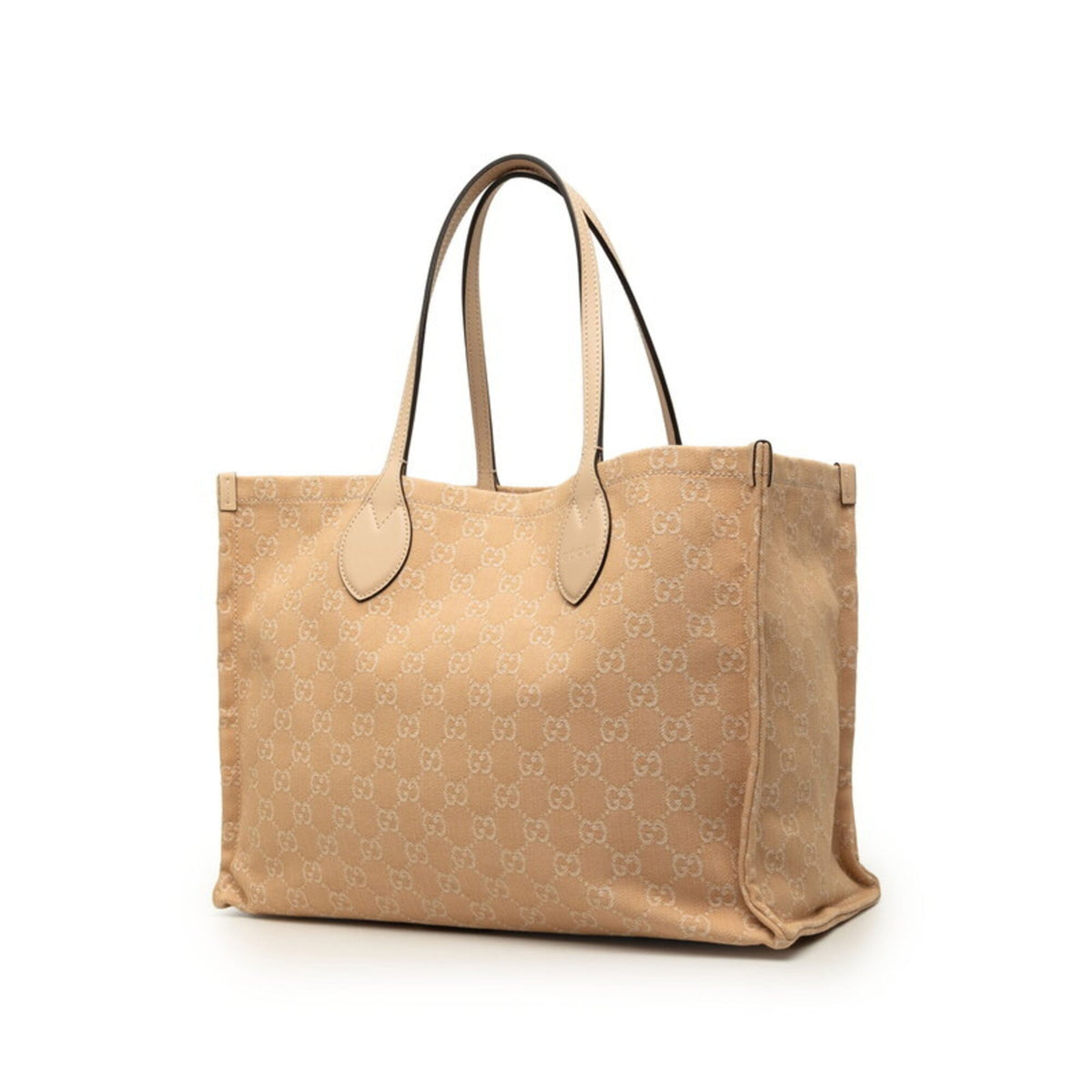 Gucci Pink Canvas Leather Shoulder Bag Tote Bag (Pre-Owned)
