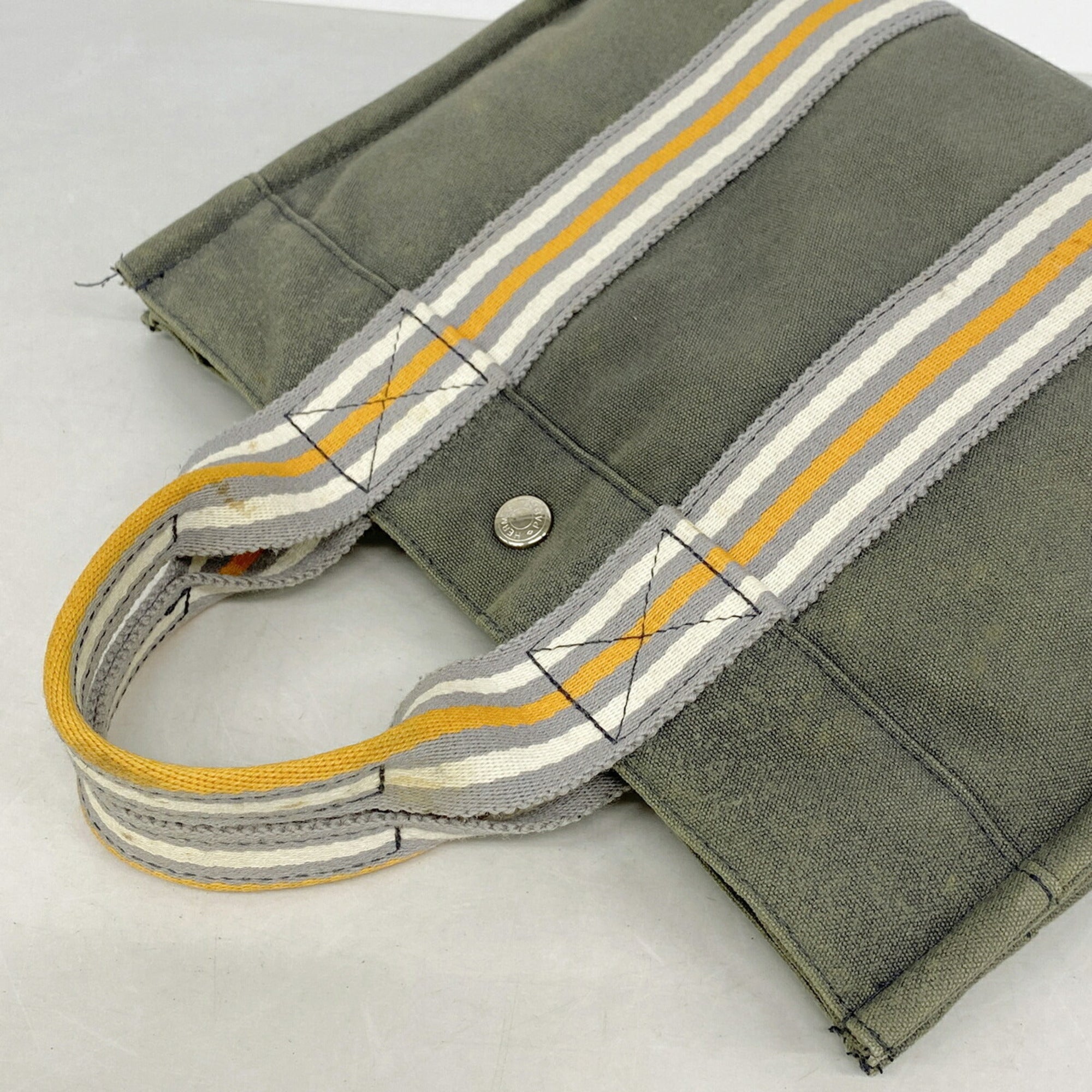Hermes Gray Canvas Tote Bag (Pre-Owned)