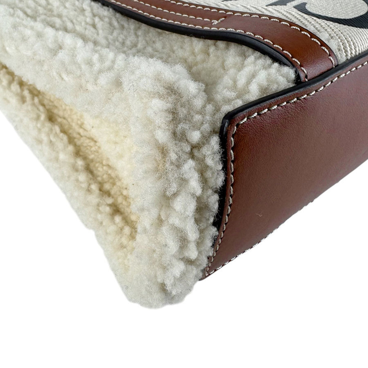 Chloé Brown Ivory Leather Fur Handbag Shoulder Bag (Pre-Owned)
