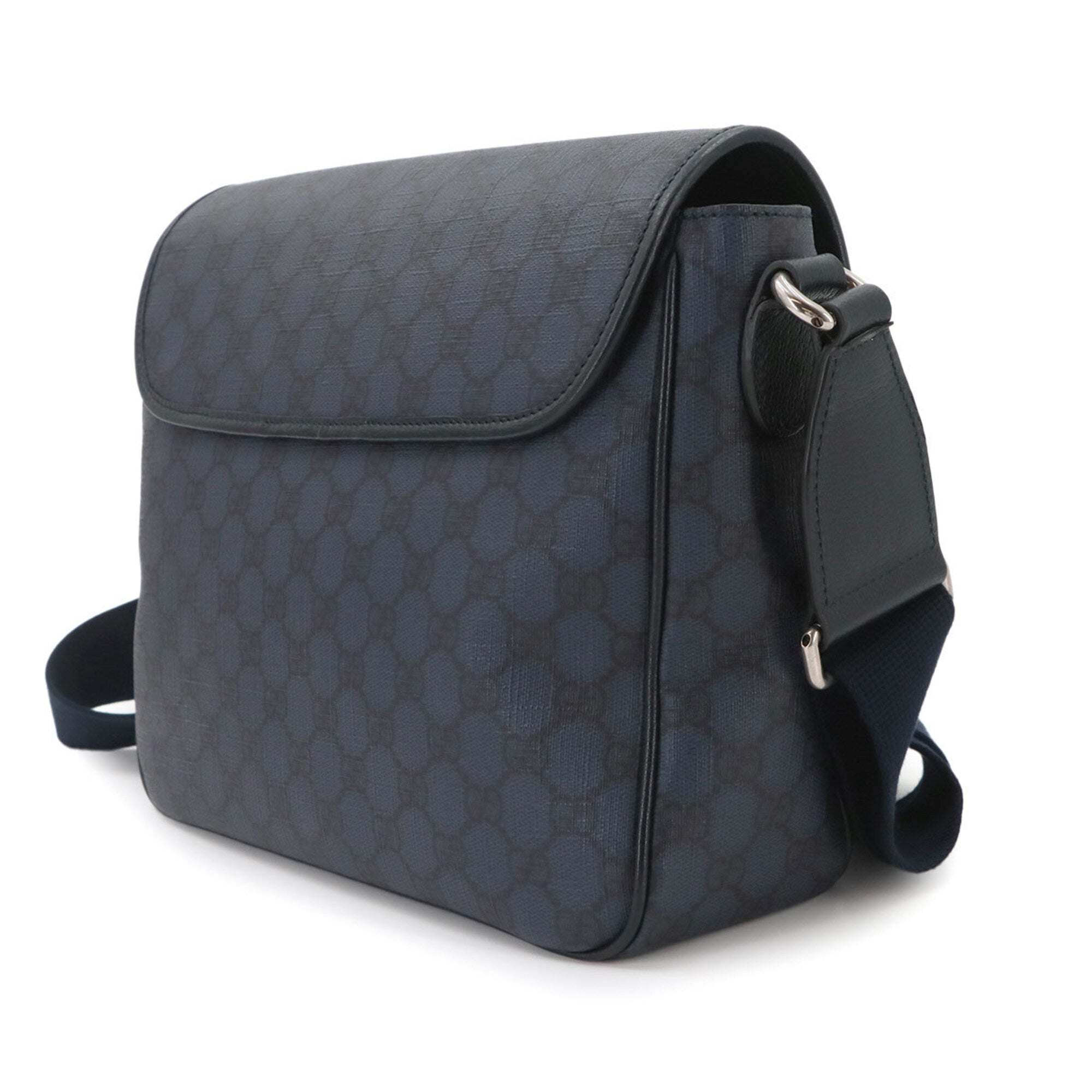 Gucci Navy Gg Supreme Leather Handbag Messenger Bag Shoulder Bag (Pre-Owned)