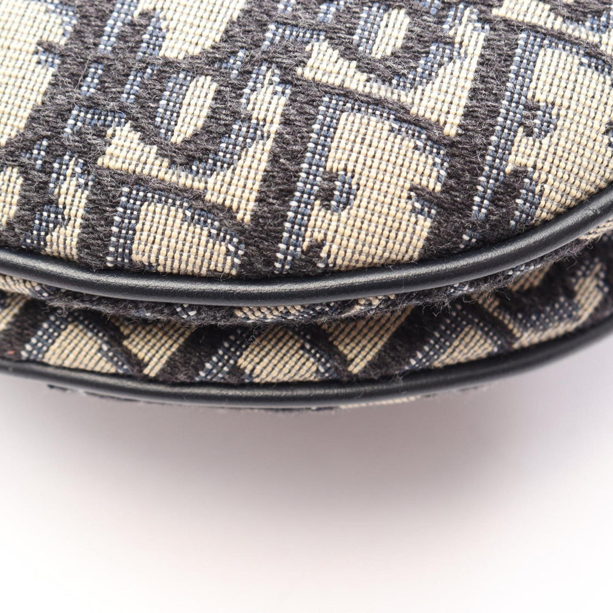Christian Dior Beige Navy Canvas Leather Saddle Bag (Pre-Owned)