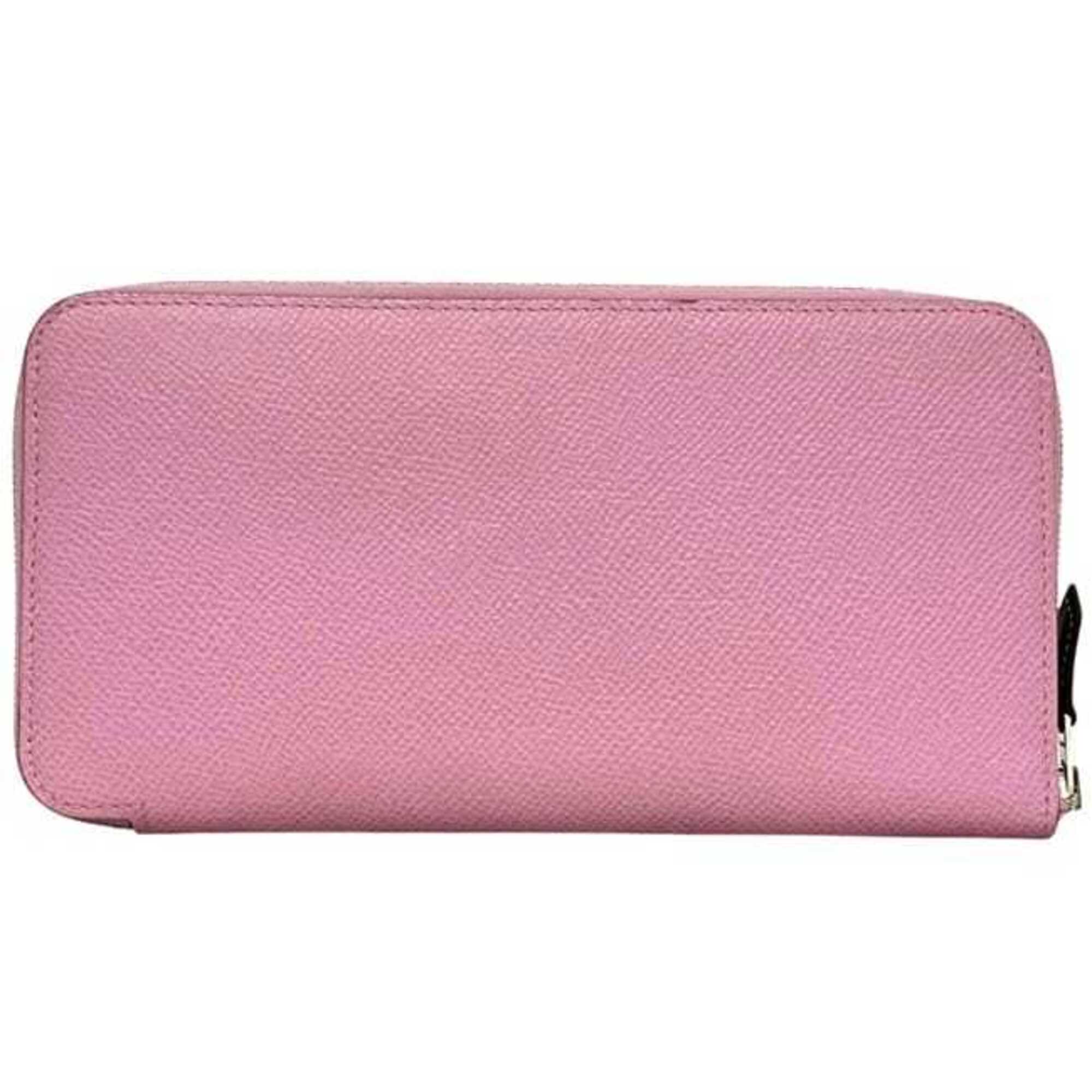 Hermes Pink Epsom Leather Silk Long Wallet (Bi-Fold) (Pre-Owned)