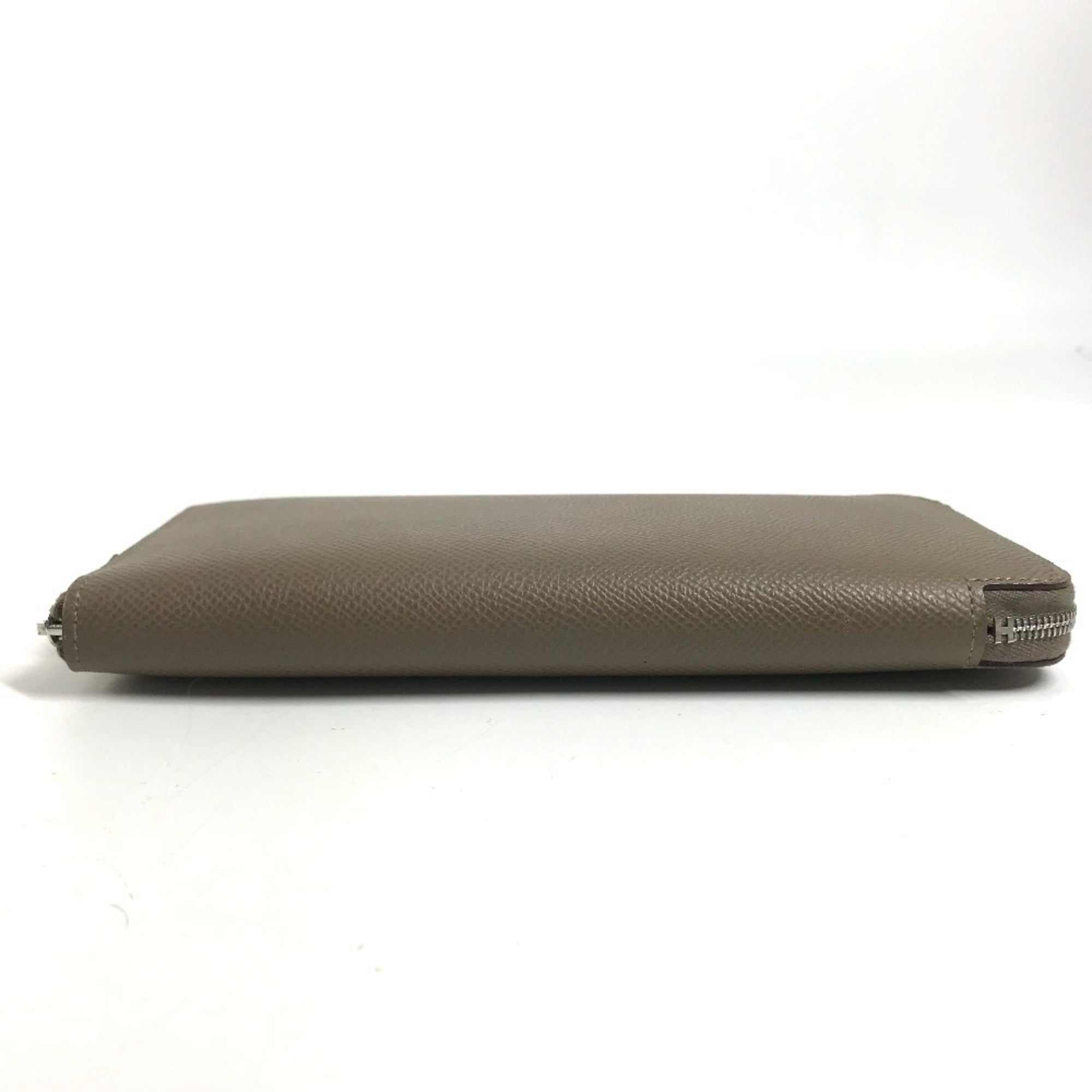 Hermes Silk'in Gray Epsom Leather Long Wallet (Bi-Fold) (Pre-Owned)