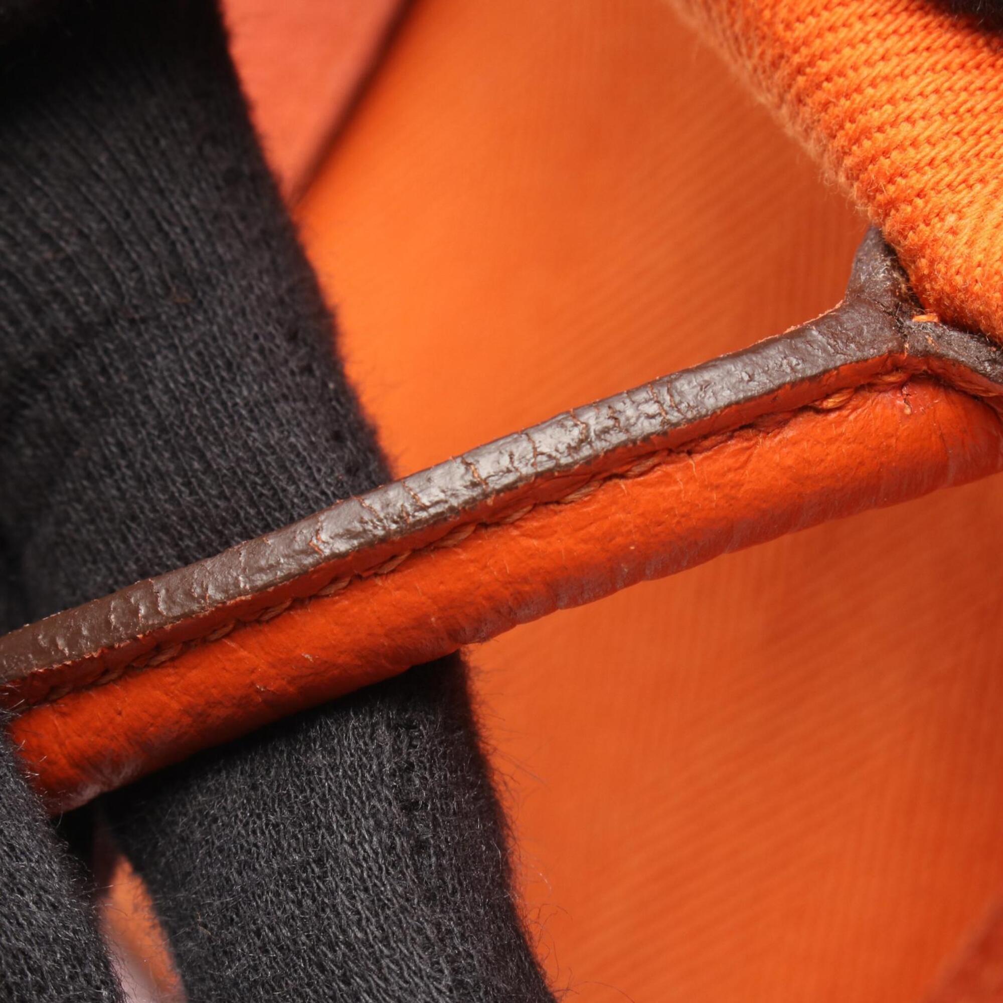 Hermes Feu Orange Toile Chevron Handbag Tote Bag (Pre-Owned)