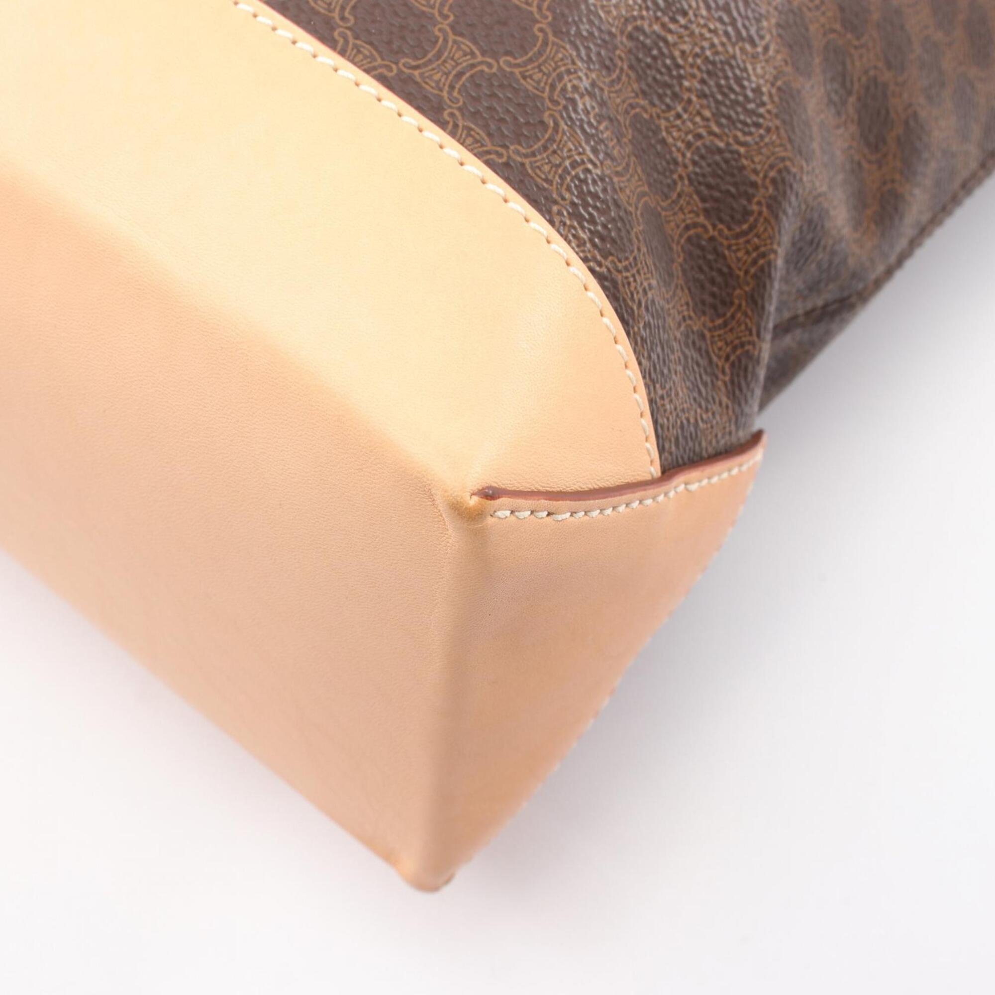 Celine Brown Coated Canvas Leather Handbag Tote Bag (Pre-Owned)