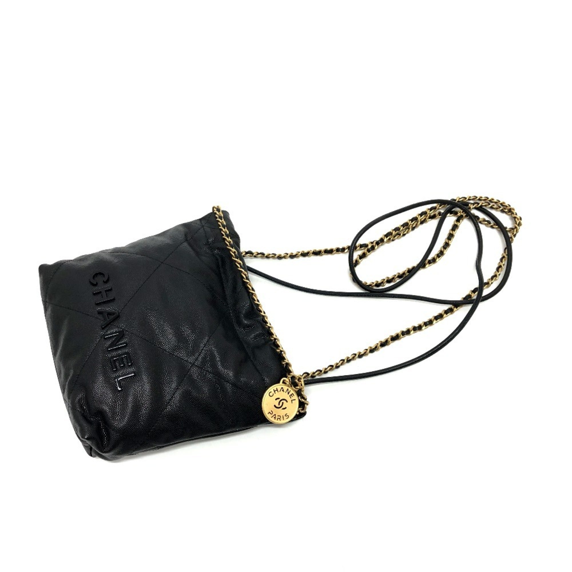 Chanel Black Grained Calfskin Shoulder Bag (Pre-Owned)