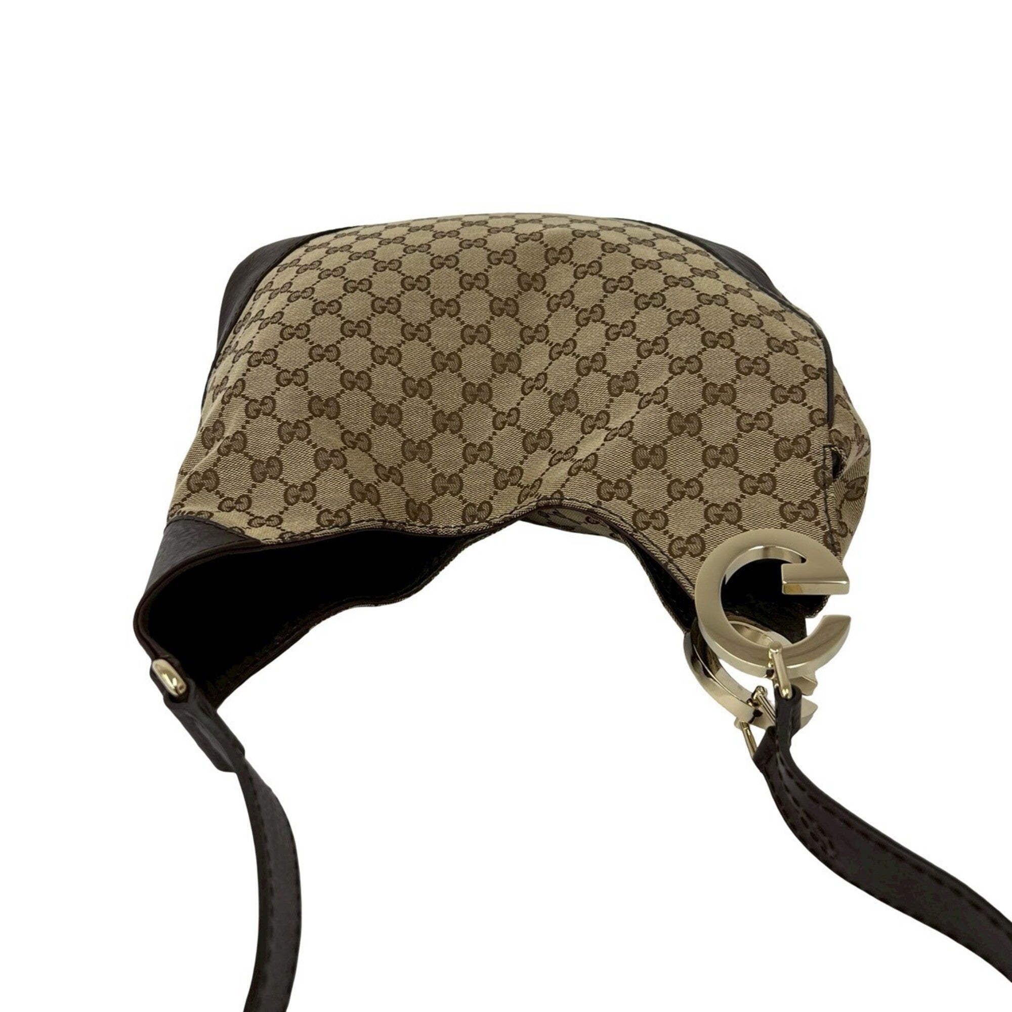 Gucci Beige Brown Canvas Leather Shoulder Bag Sling Bag (Pre-Owned)