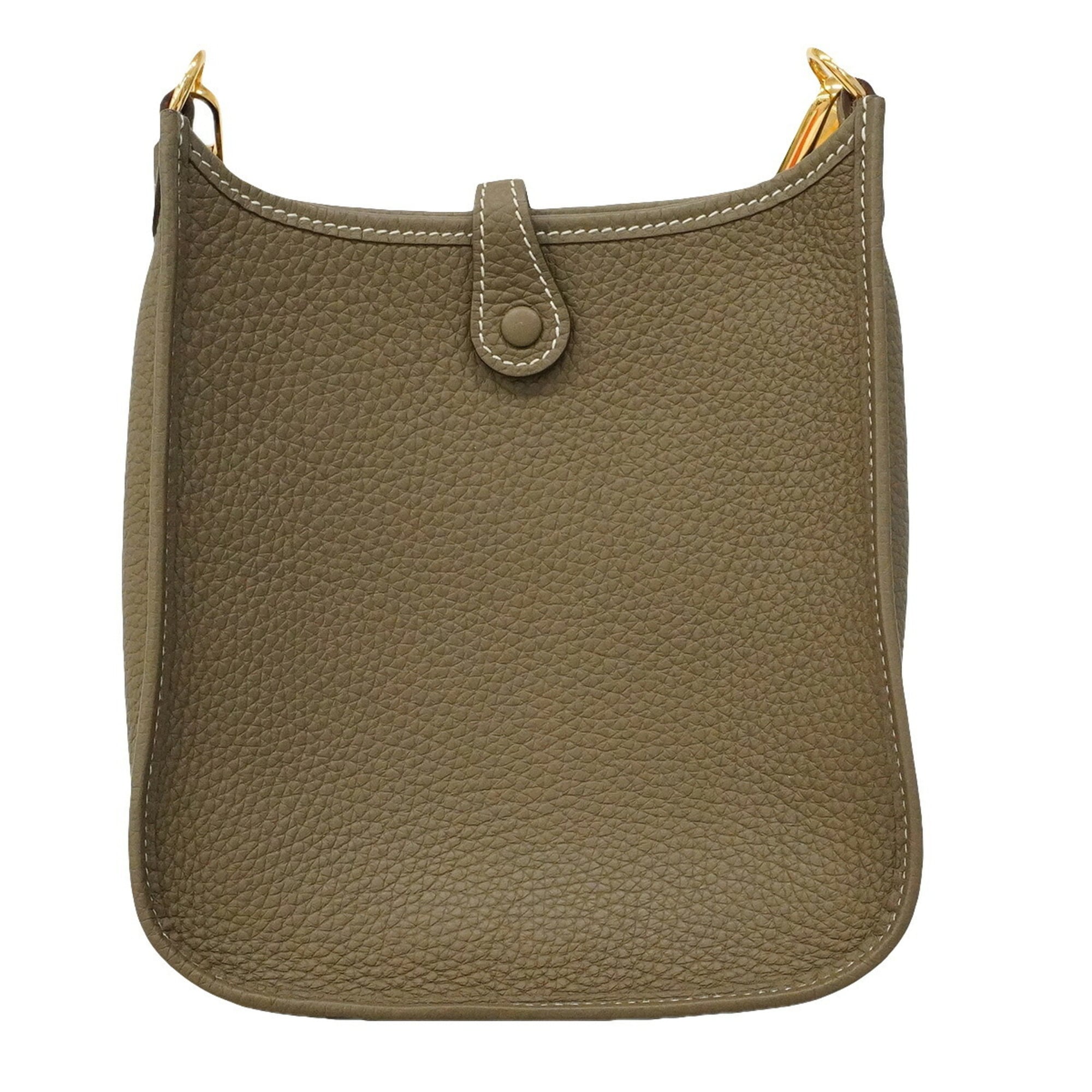 Hermes Etoupe Gray Taurillon Clemence Leather Shoulder Bag (Pre-Owned)