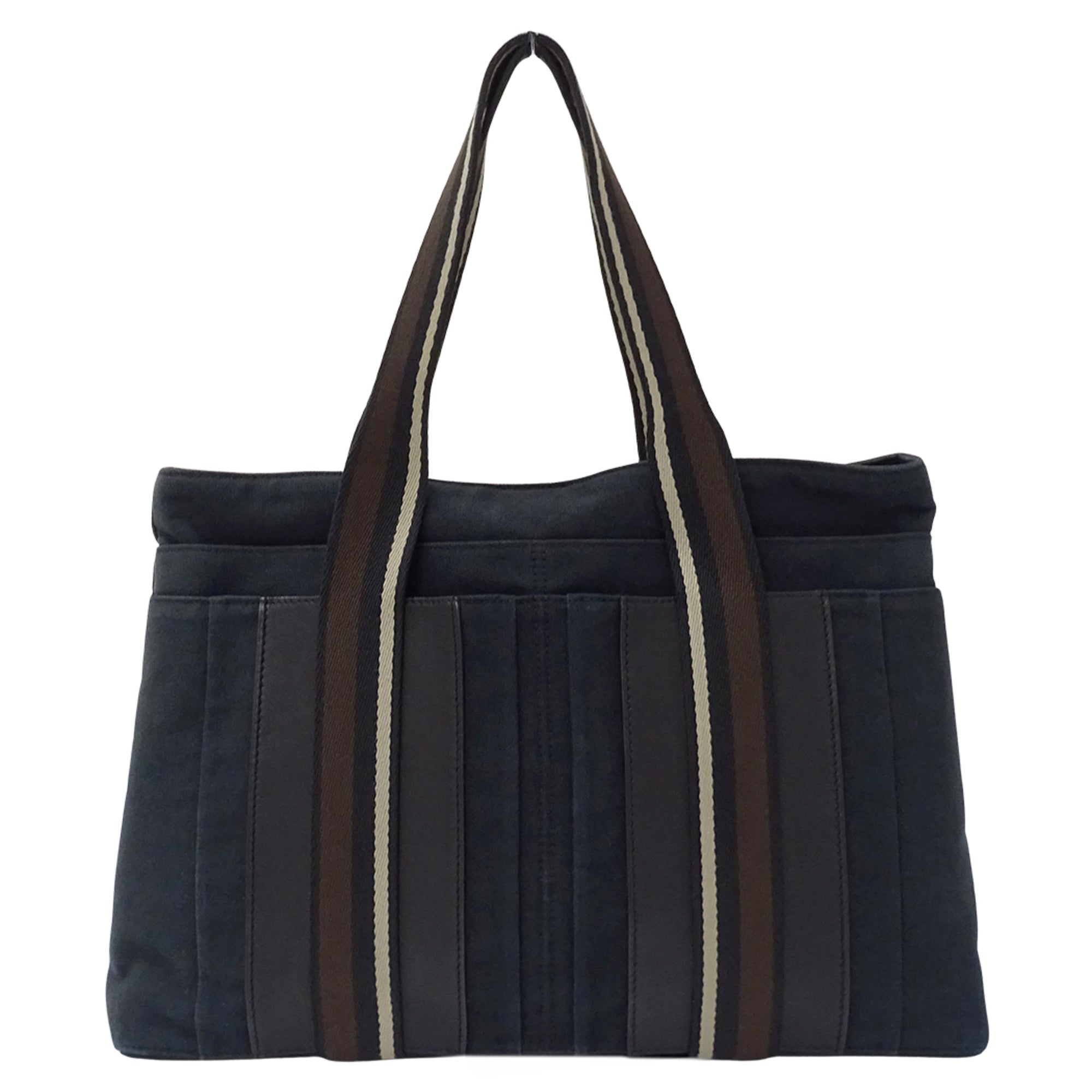 Hermes Black Canvas Handbag Tote Bag (Pre-Owned)