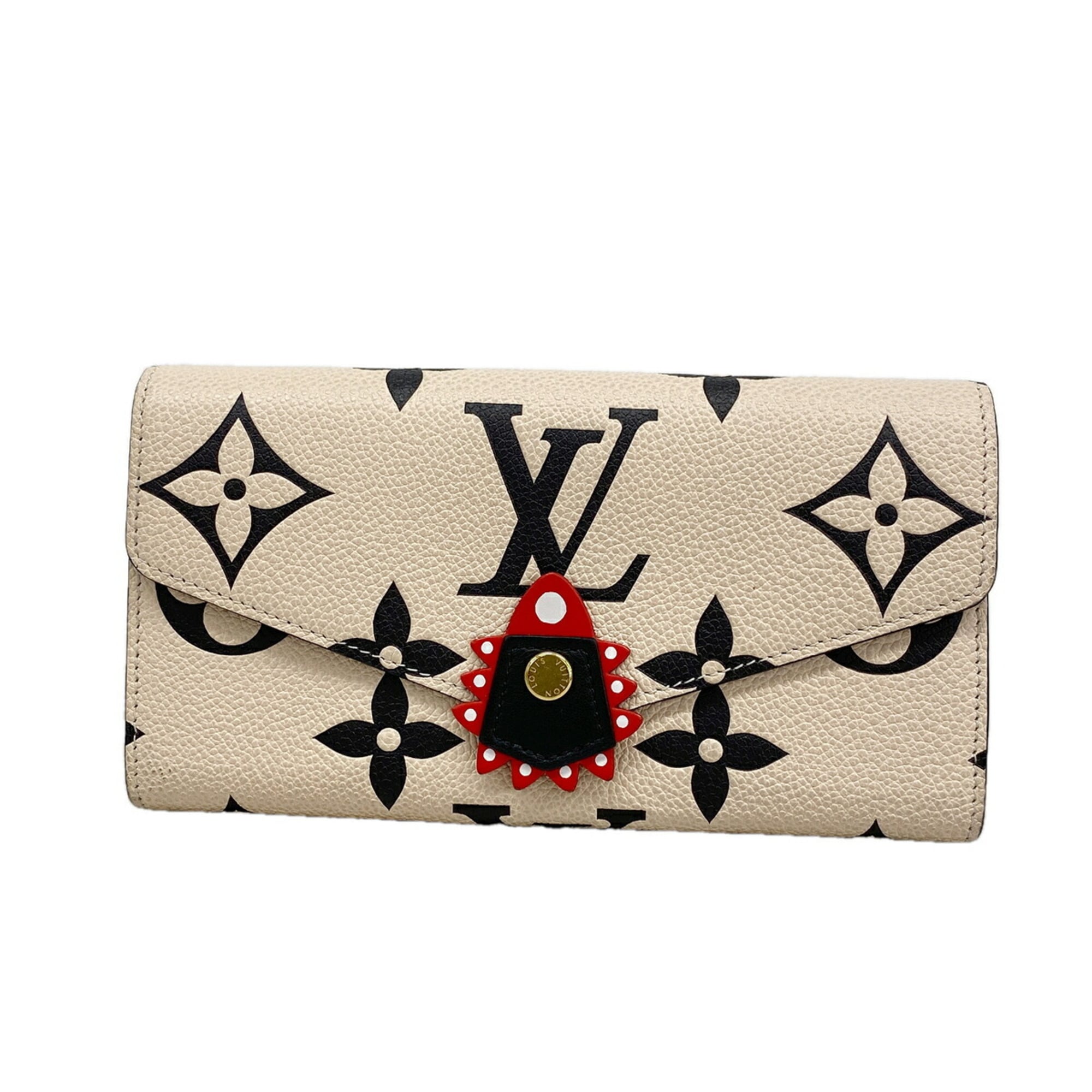 Louis Vuitton Black Cream Long Wallet (Bi-Fold) (Pre-Owned)