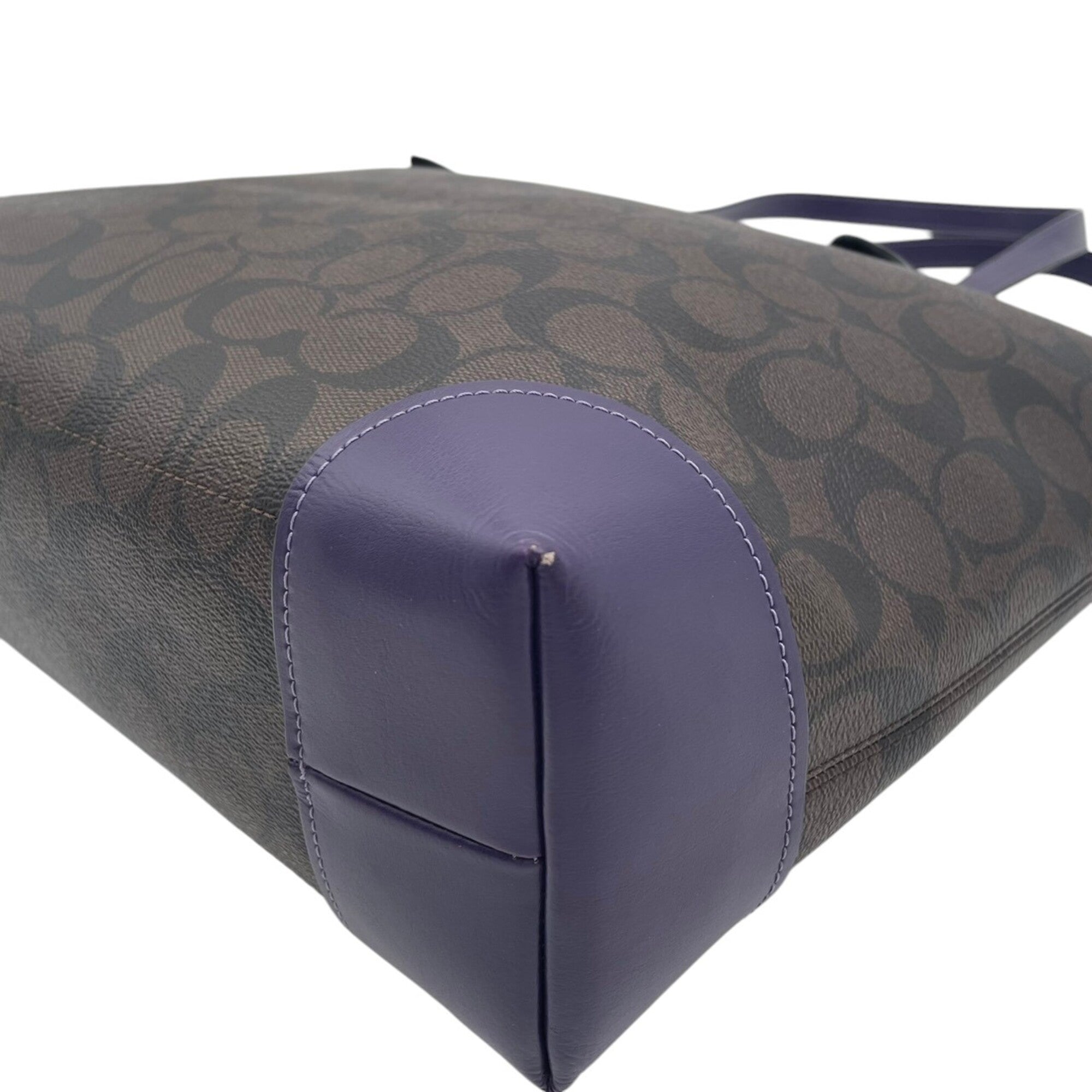 Coach Brown Purple Pvc Leather Handbag Tote Bag (Pre-Owned)