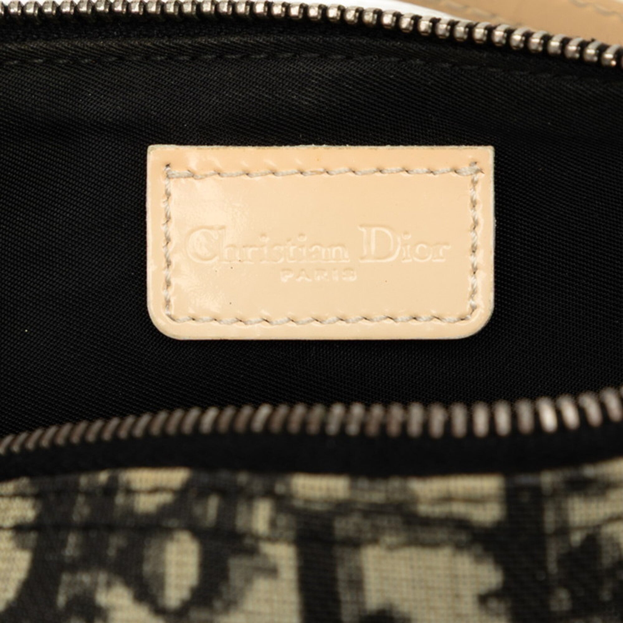 Christian Dior Beige Black Pvc Leather Handbag Saddle Bag Shoulder Bag (Pre-Owned)
