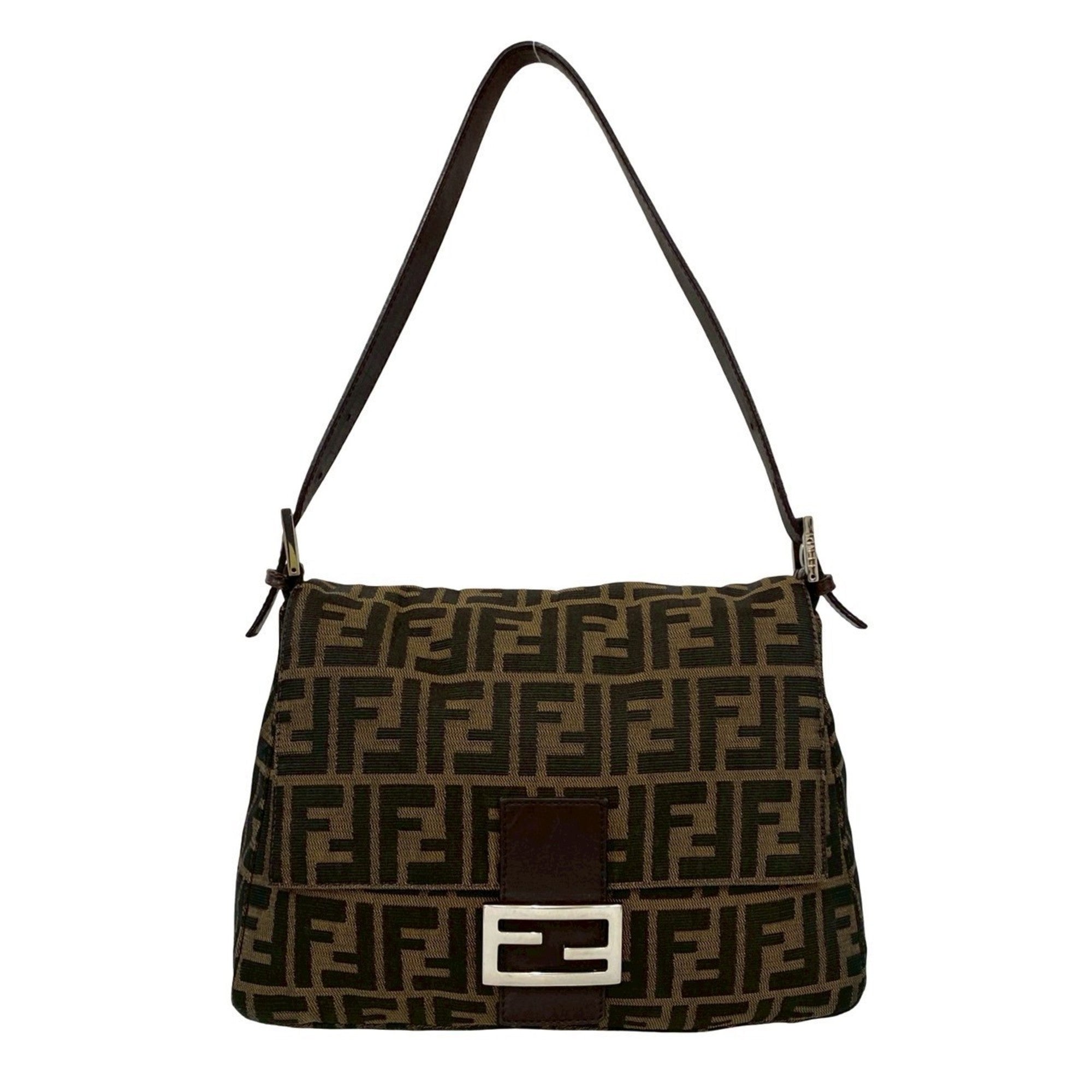 Fendi Brown Canvas Leather Handbag Shoulder Bag (Pre-Owned)