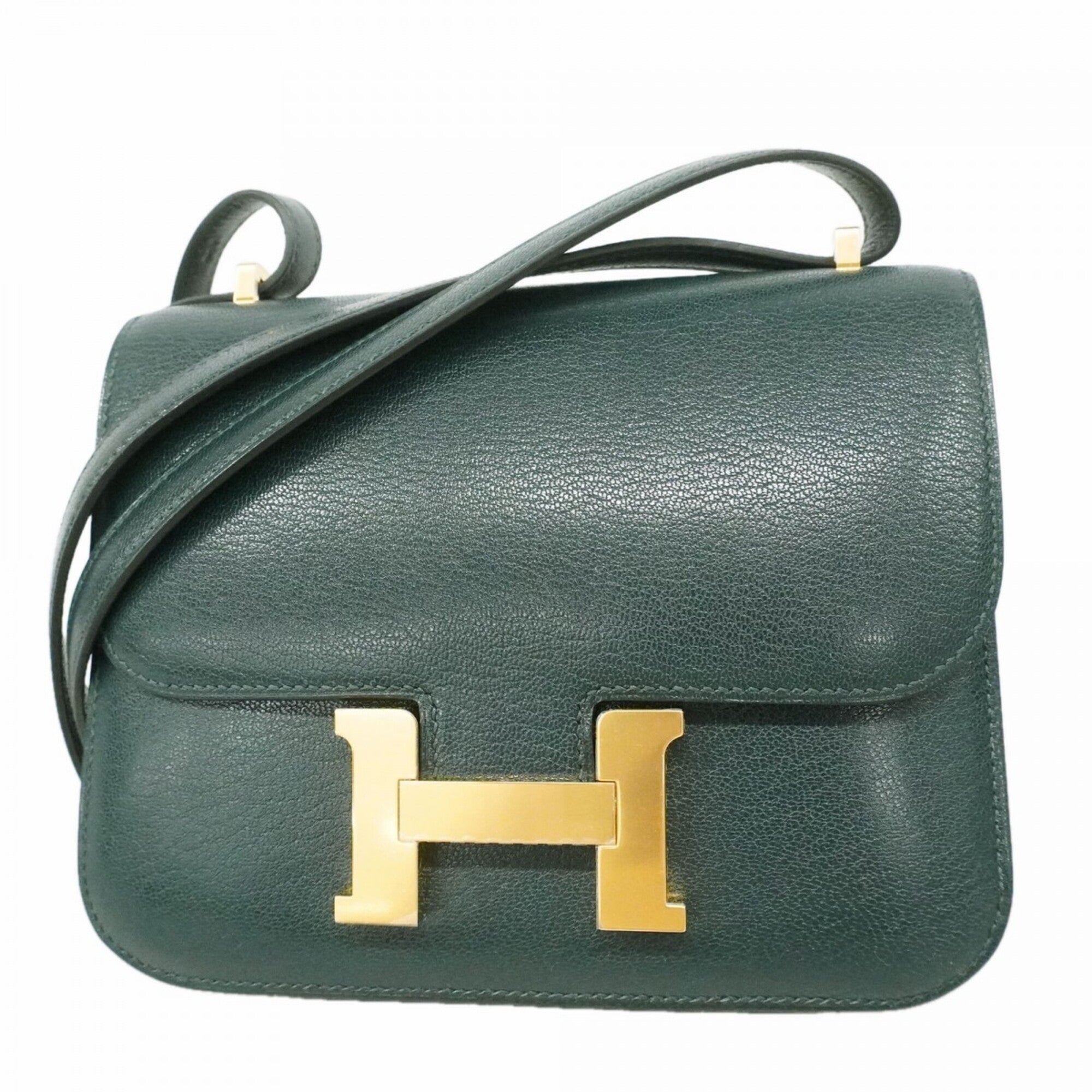 Hermes Vert Chevre Myzore Leather Shoulder Bag (Pre-Owned)