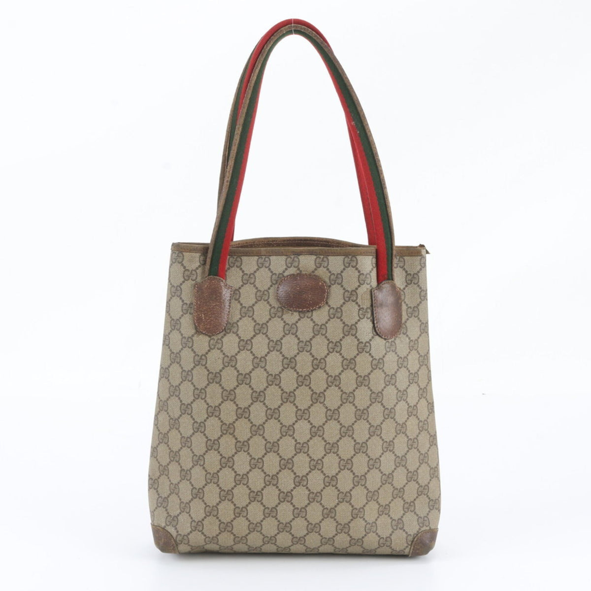 Gucci Brown Leather Coated Canvas Tote Bag (Pre-Owned)